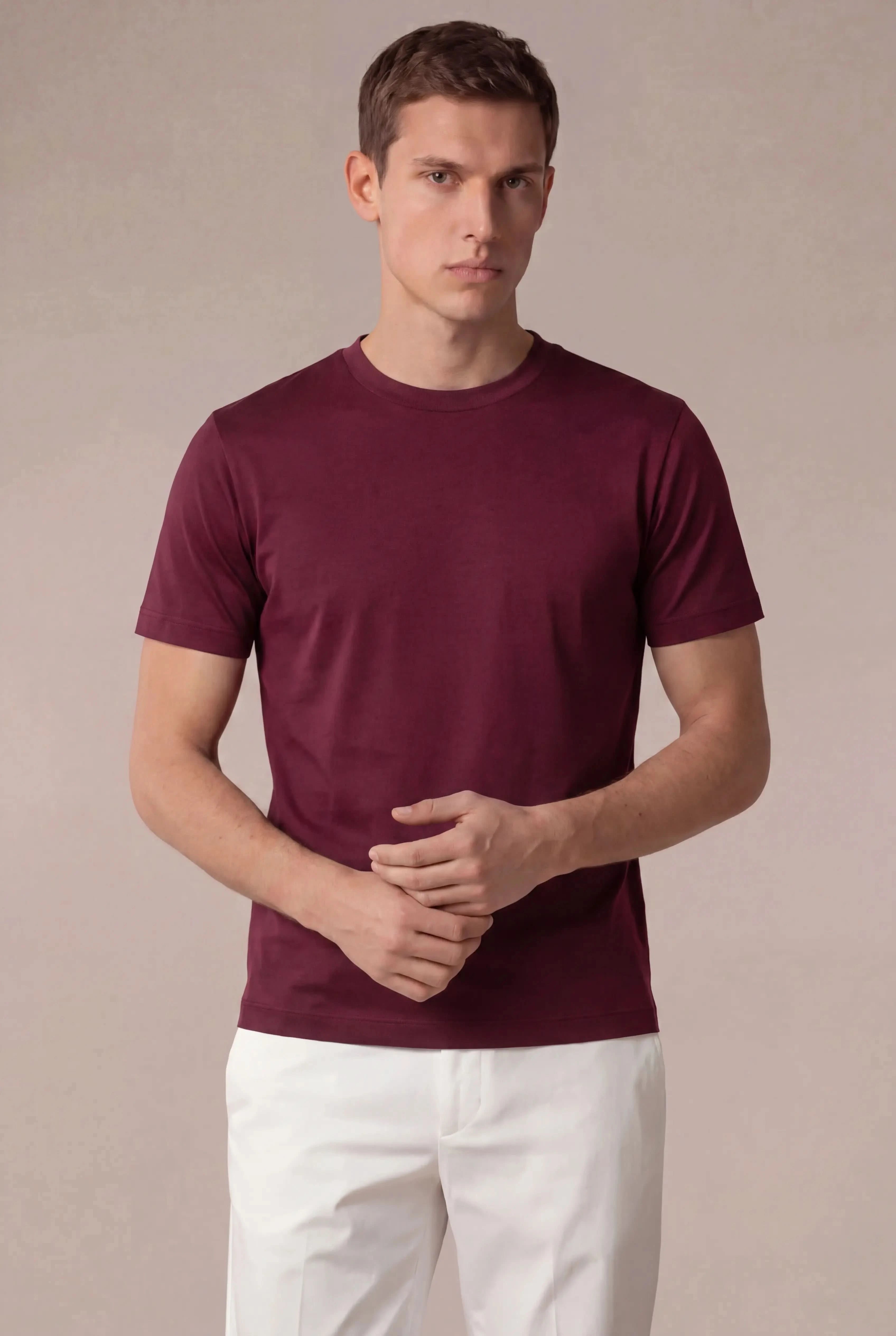 Delvino Cotton Tee Burgundy