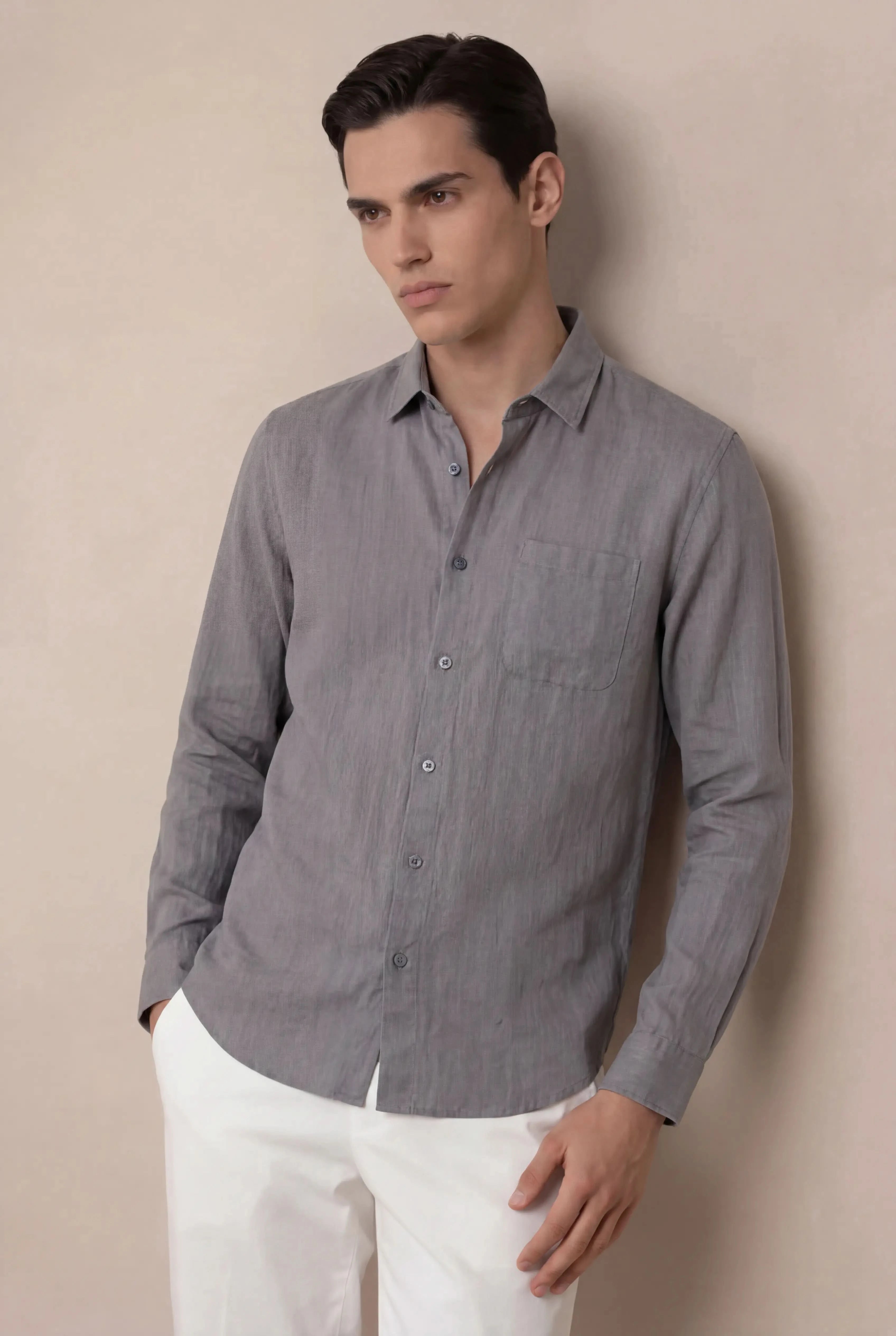 Parvino Linen Shirt Grey