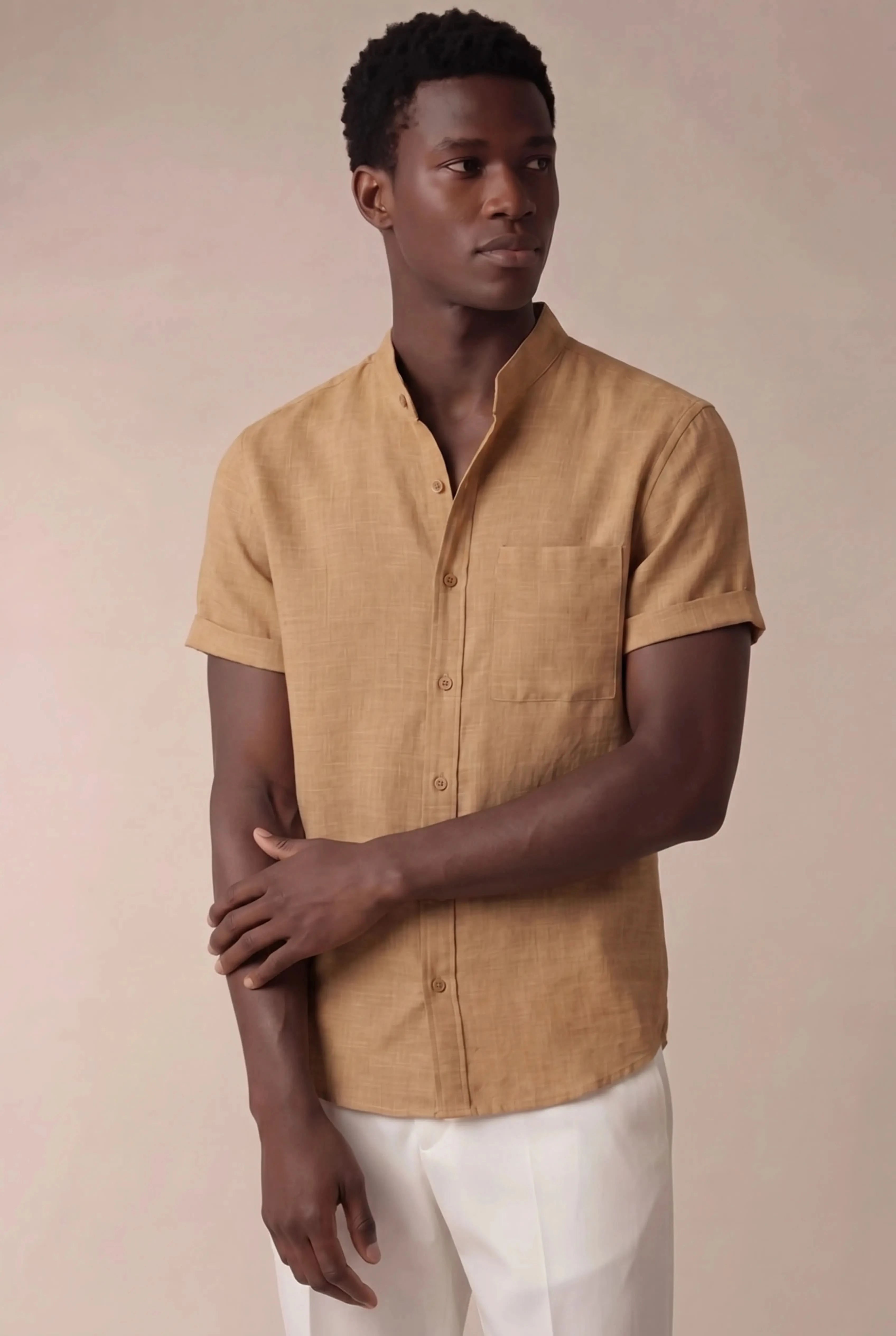 Brentelo Mandarin Shirt Yellow