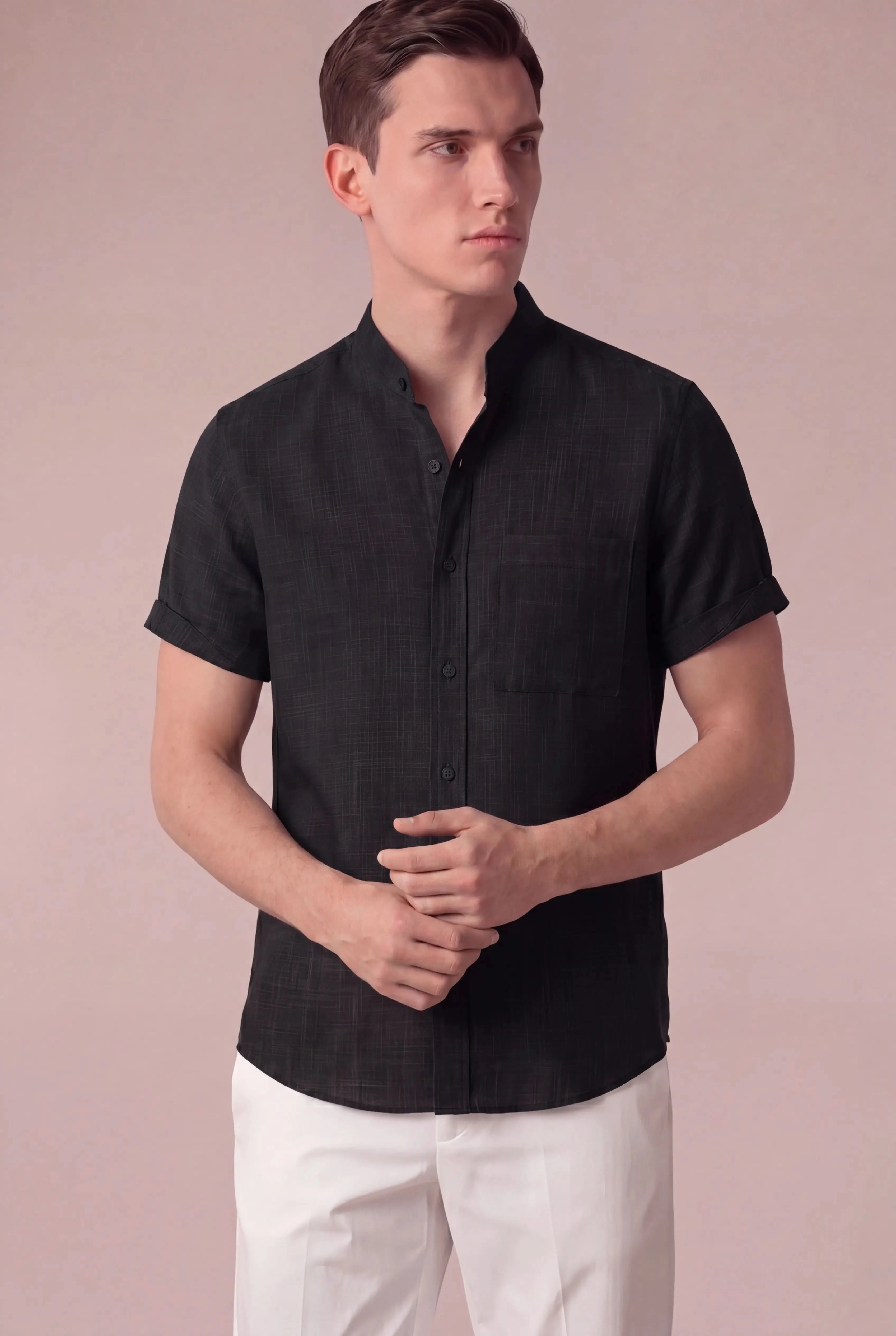 Brentelo Mandarin Shirt Black
