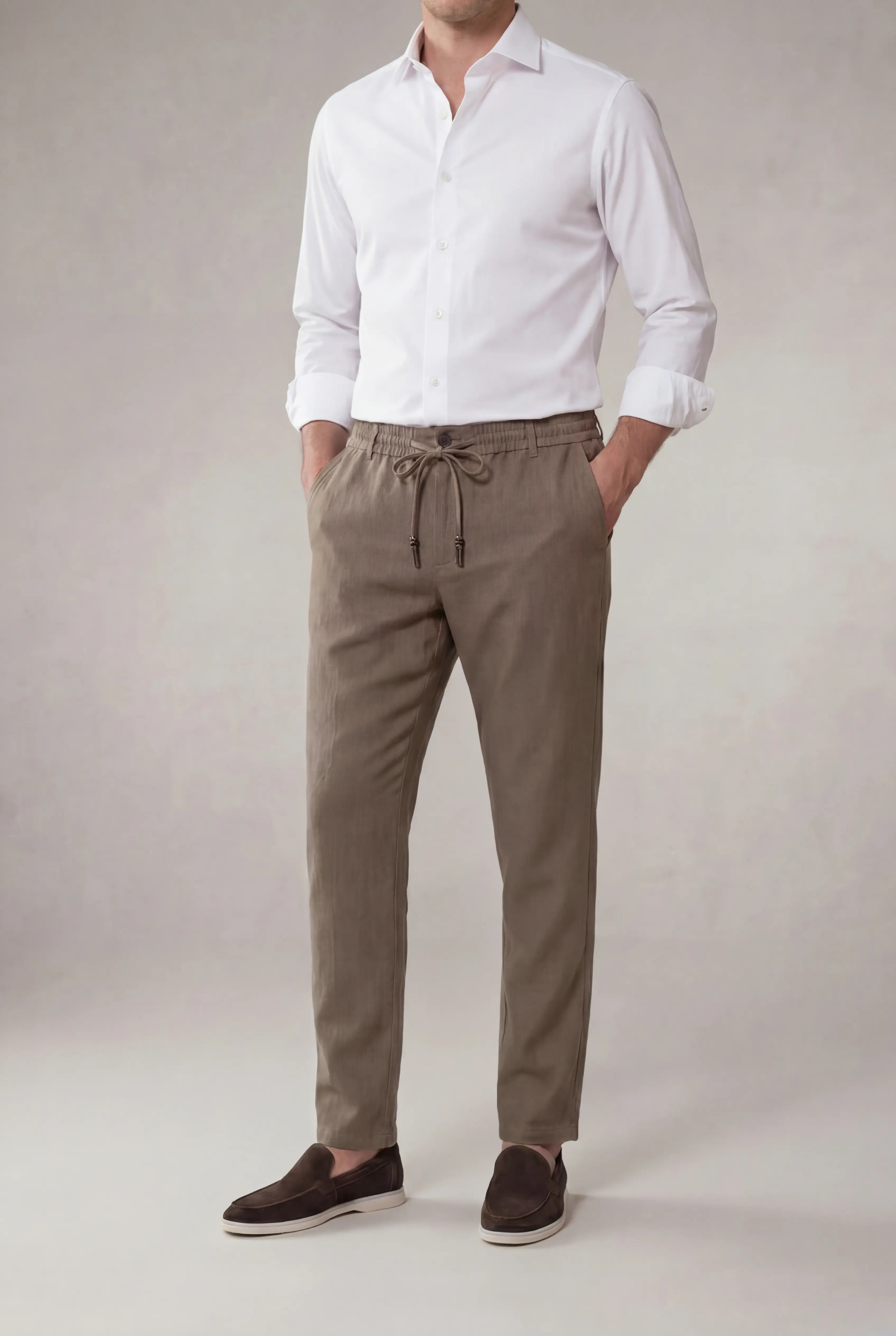 Torsaro Stretch Linen Trousers Taupe