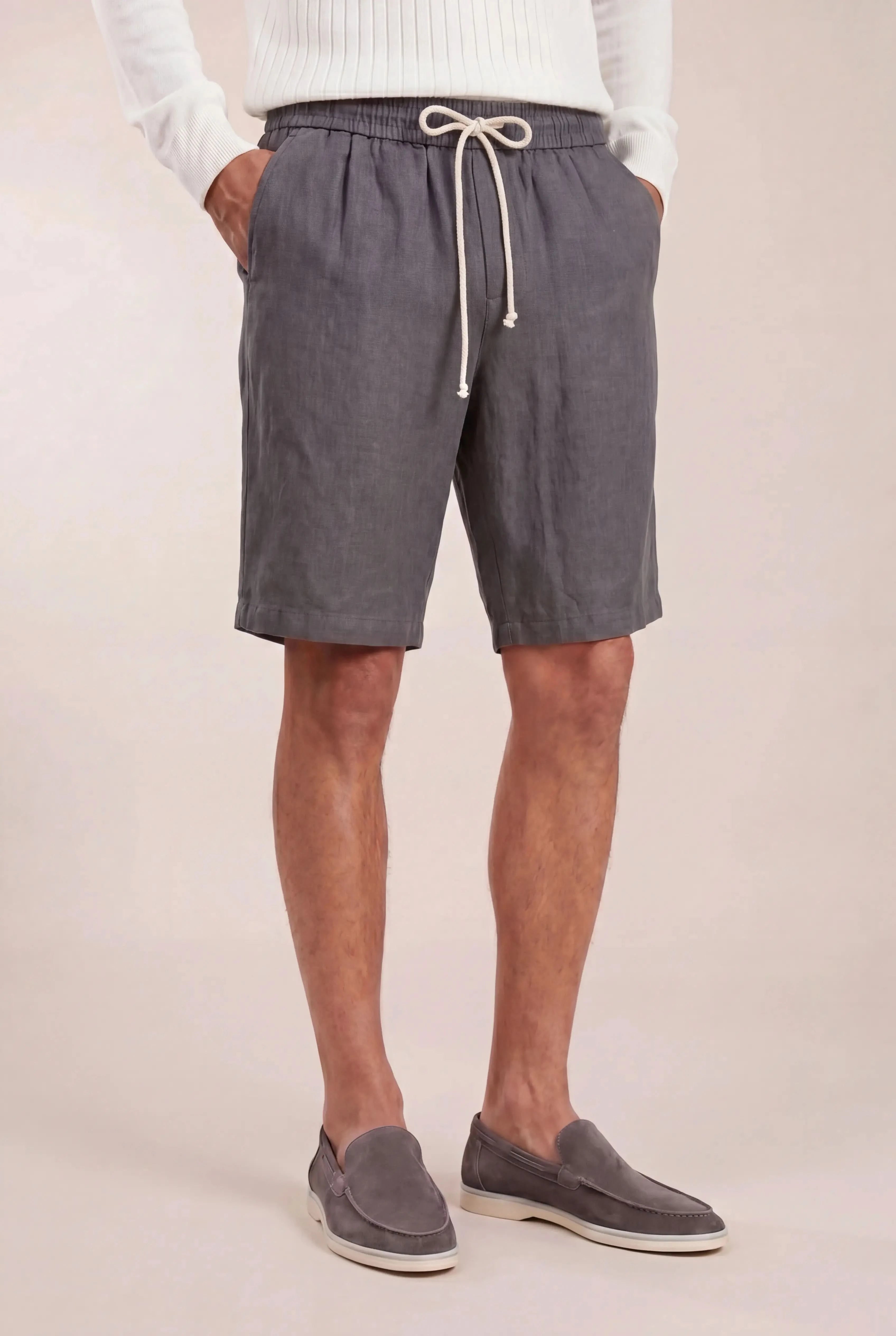 Lecce Linen Shorts Grey