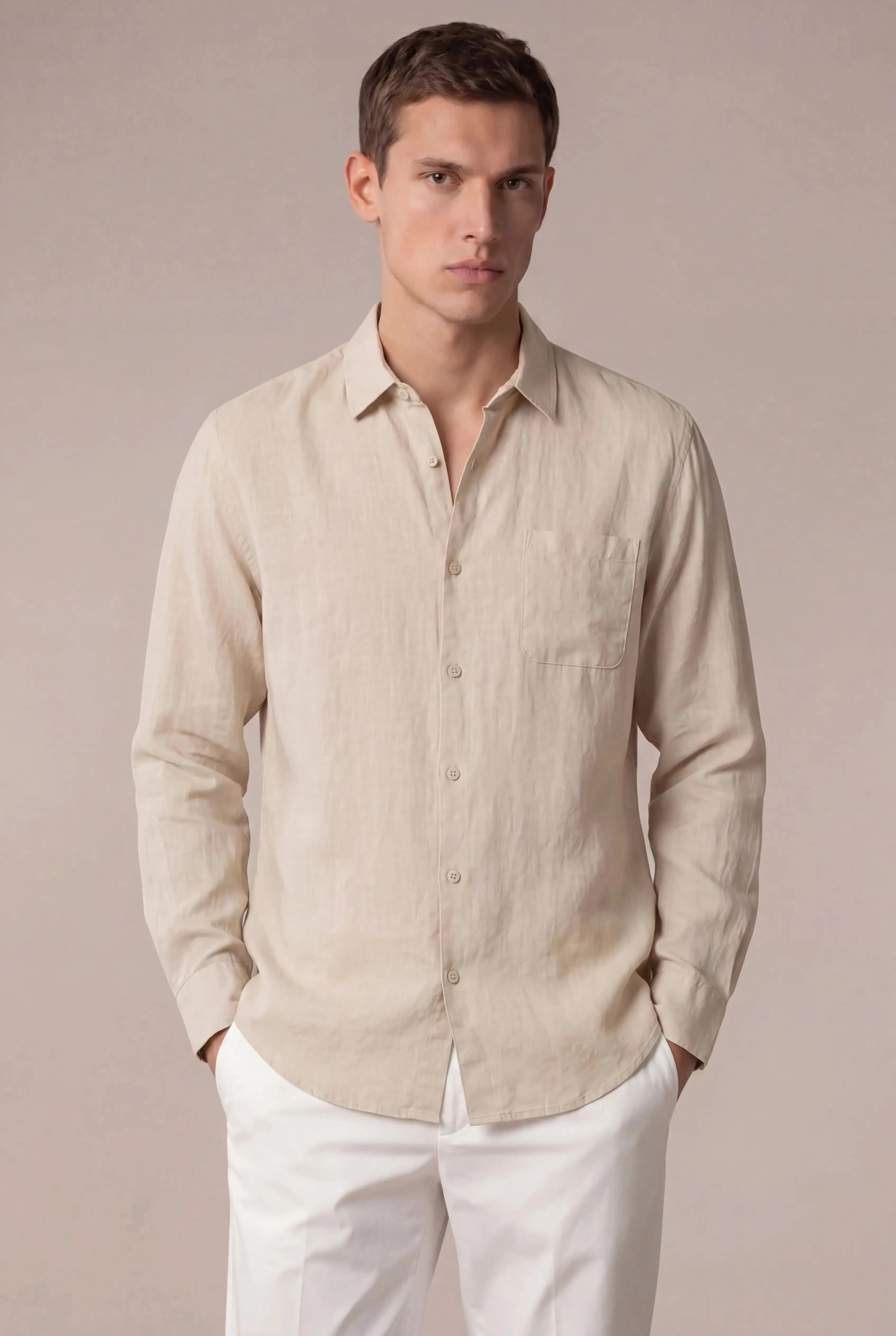 Parvino Linen Shirt Beige