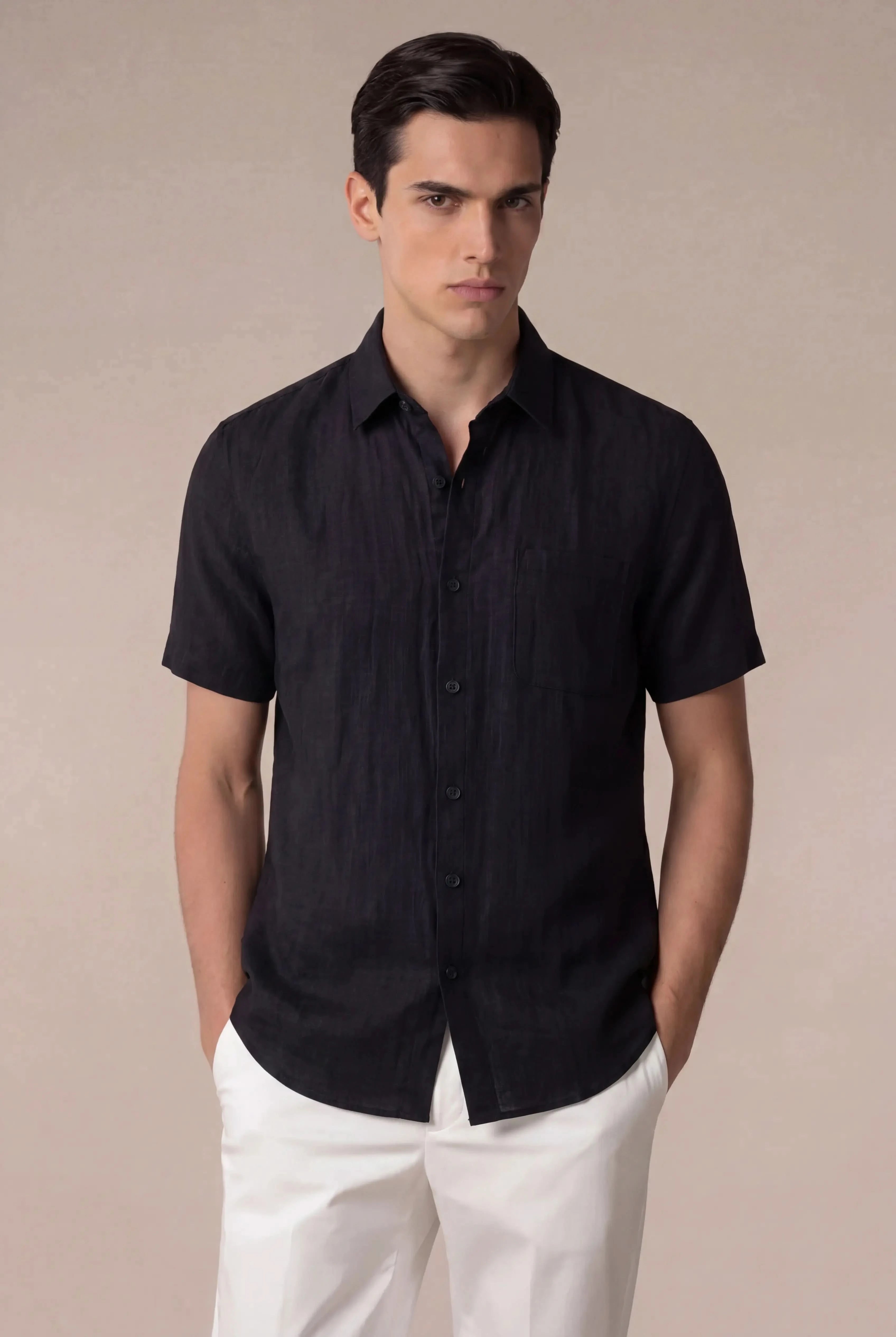 Relvino Linen Shirt Black
