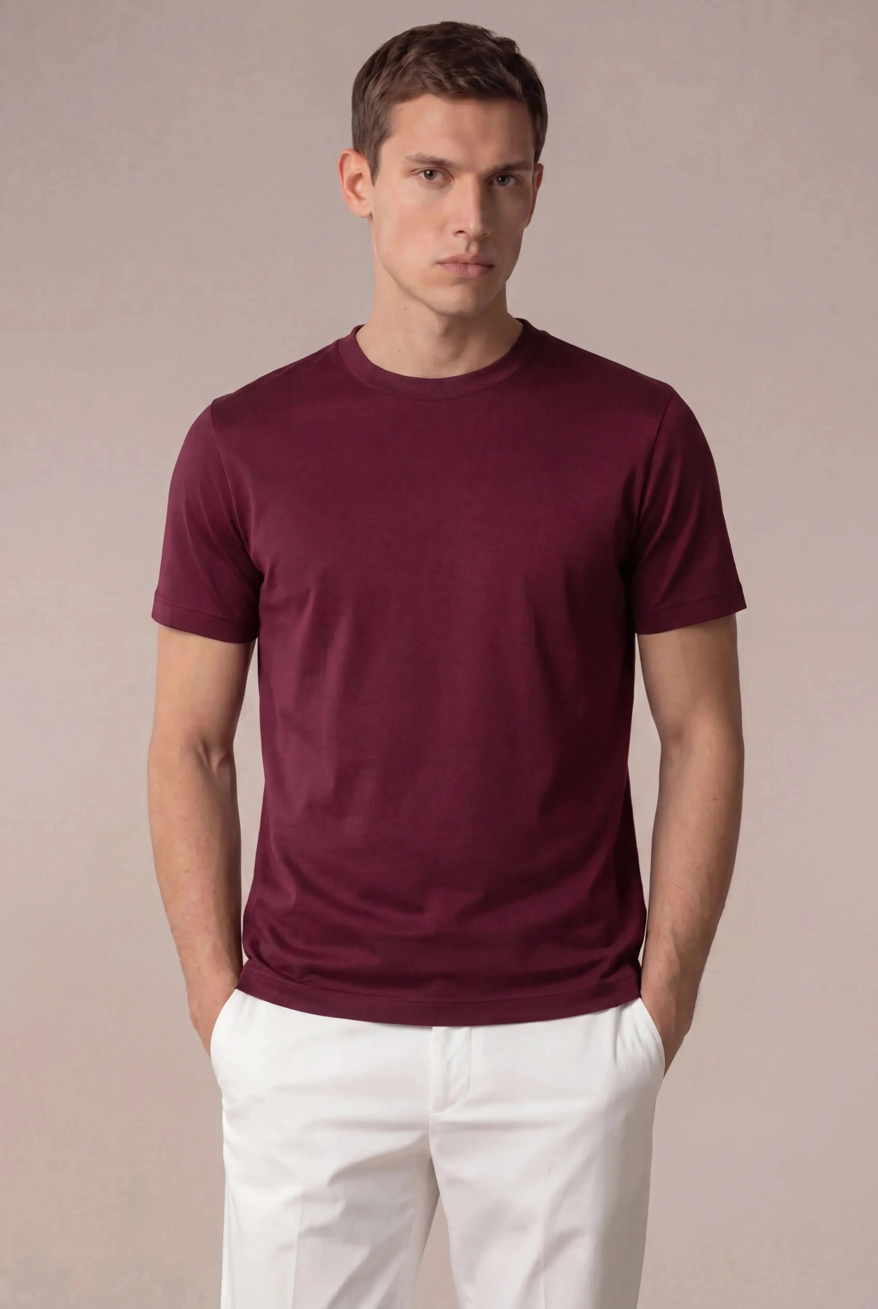 Delvino Cotton Tee Burgundy