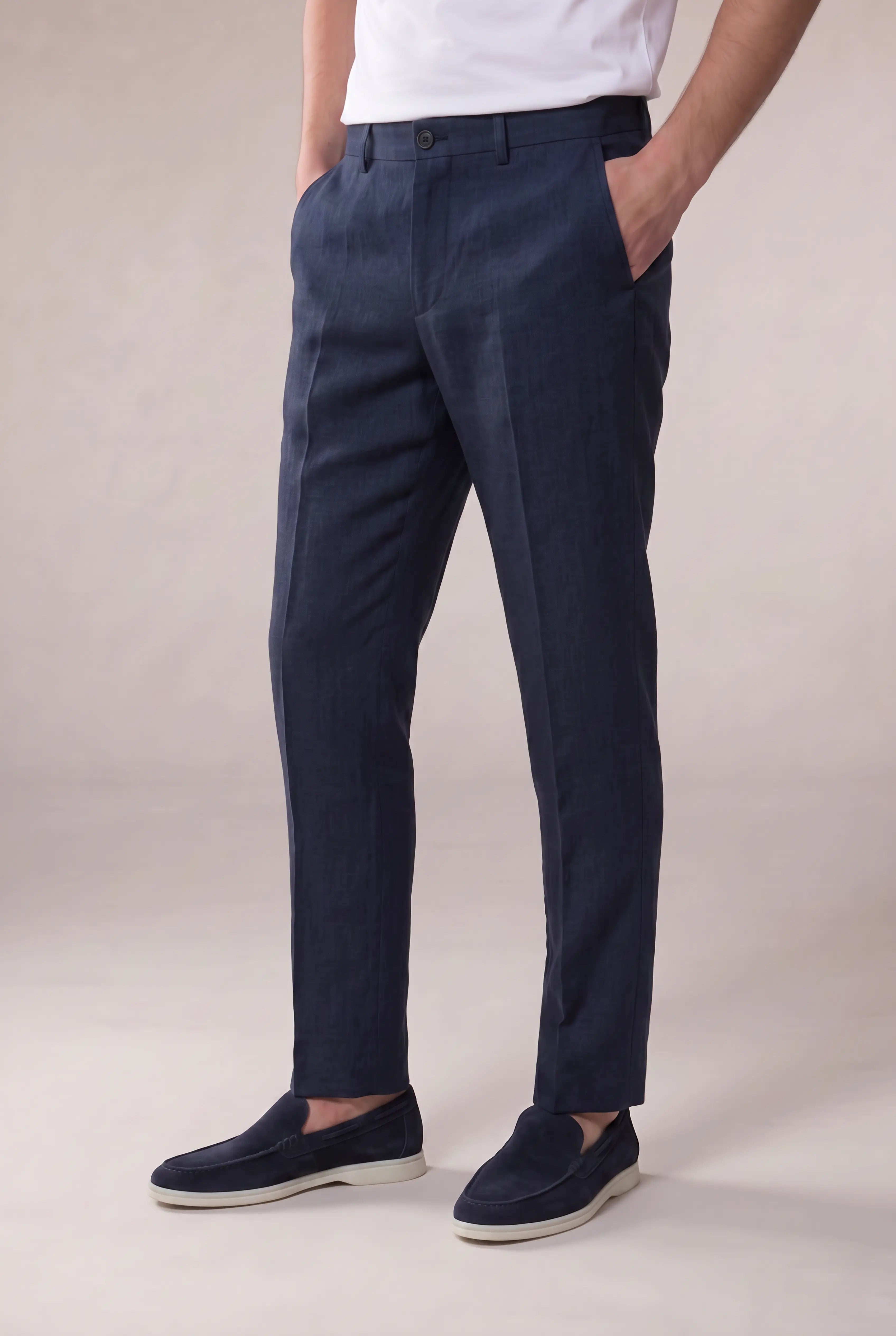Veltino Linen Trousers Navy