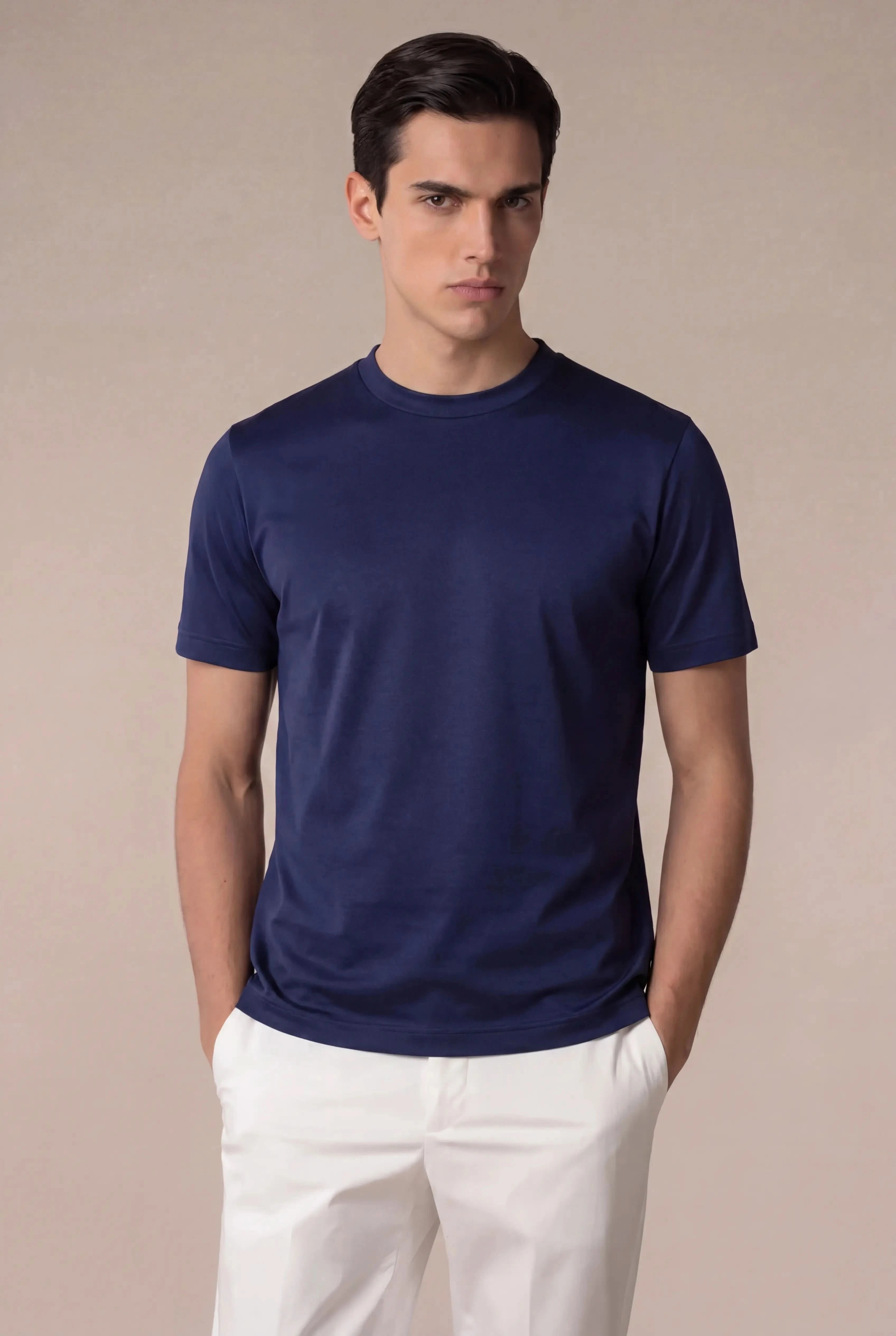Delvino Cotton Tee Navy