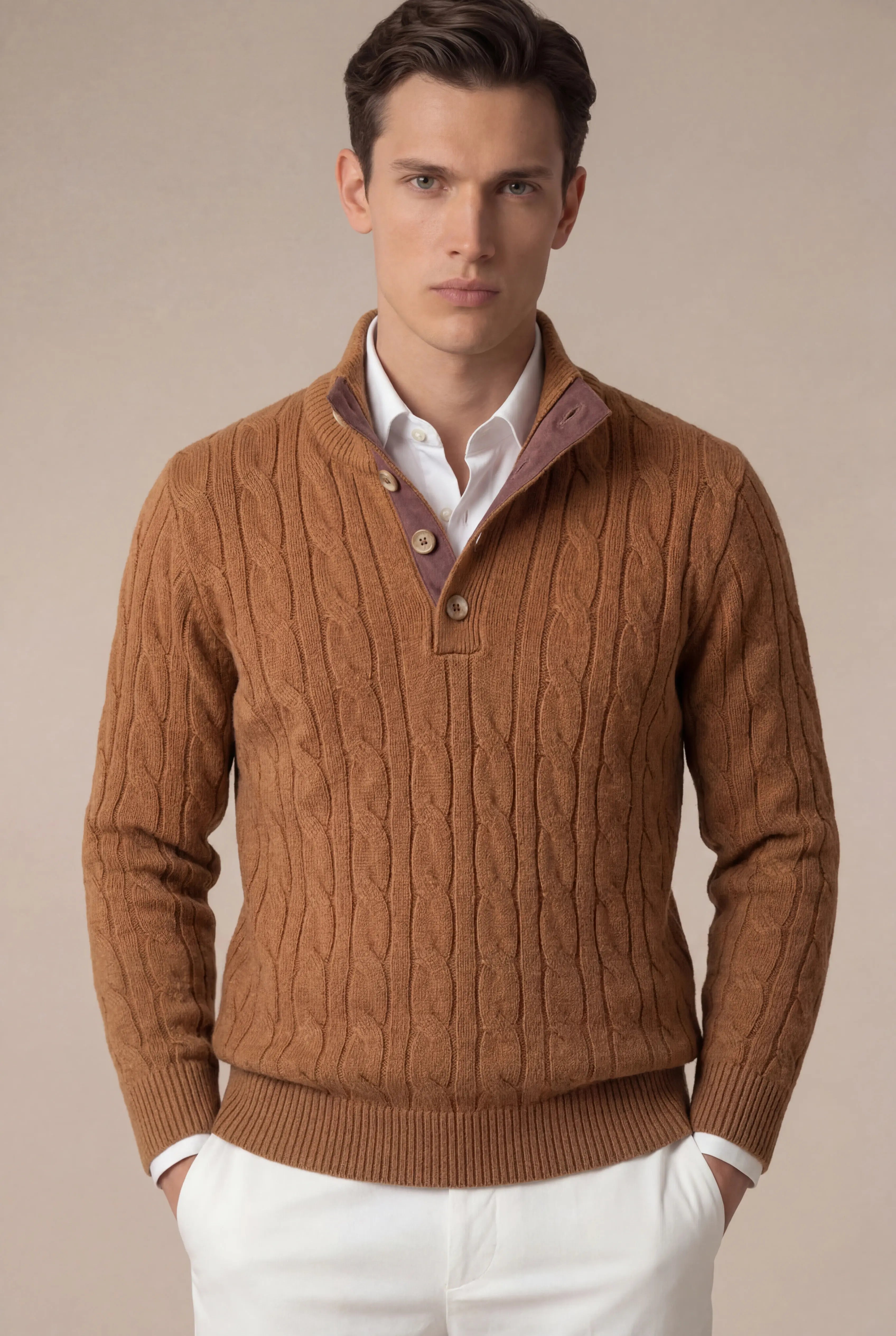 Corvino Cable Knit Sweater Brown