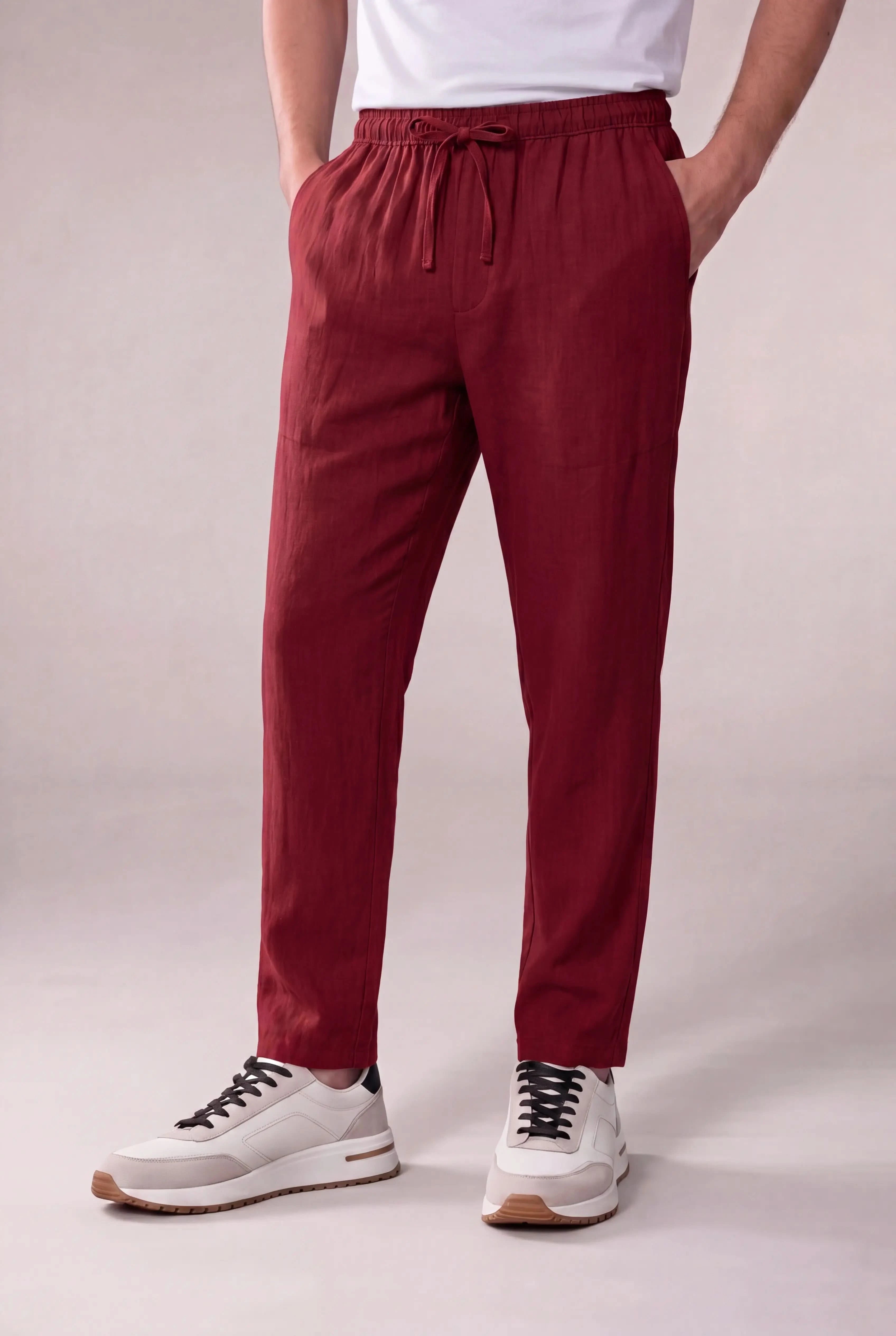 Belvaro Linen Trousers Red