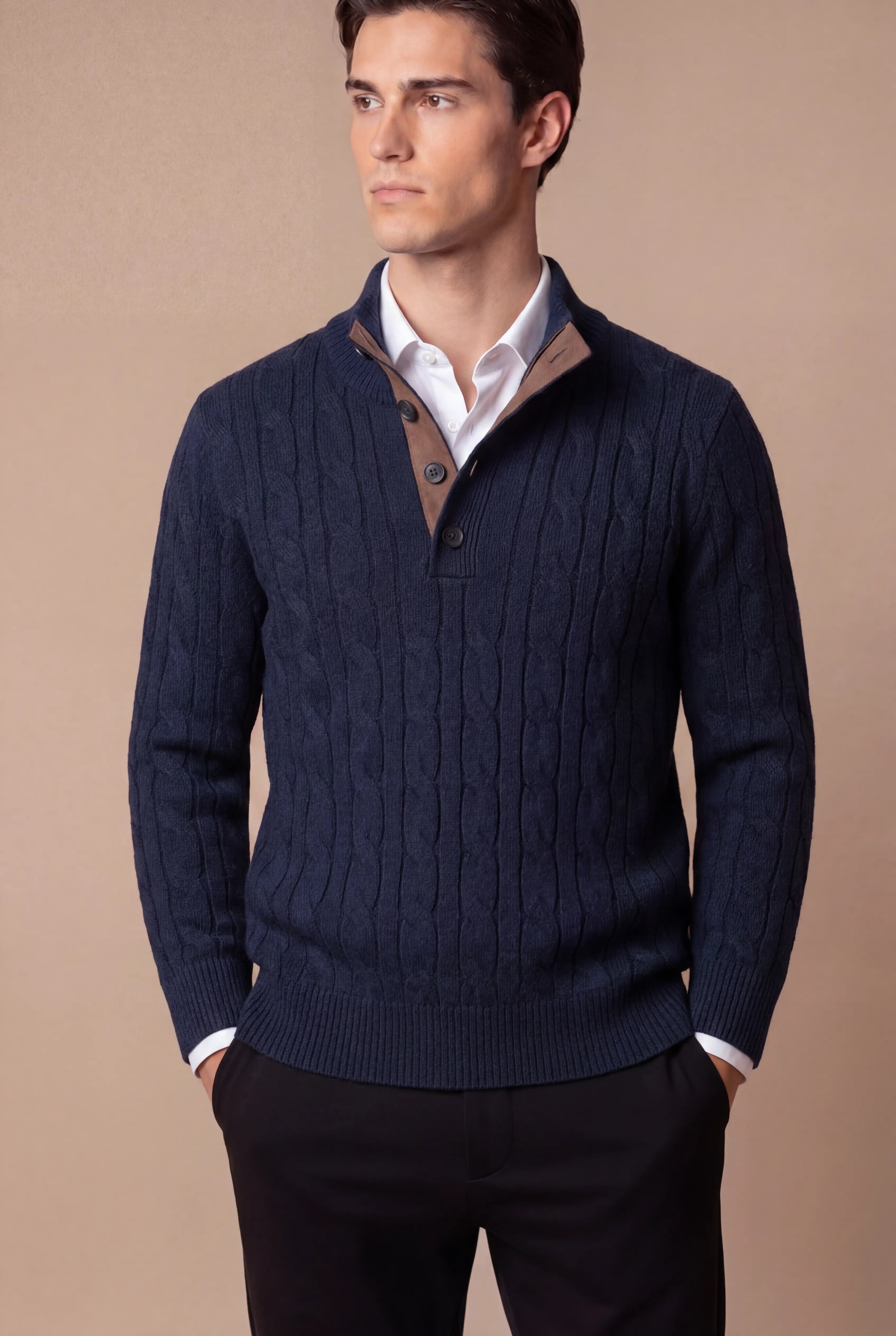 Corvino Cable Knit Sweater Navy