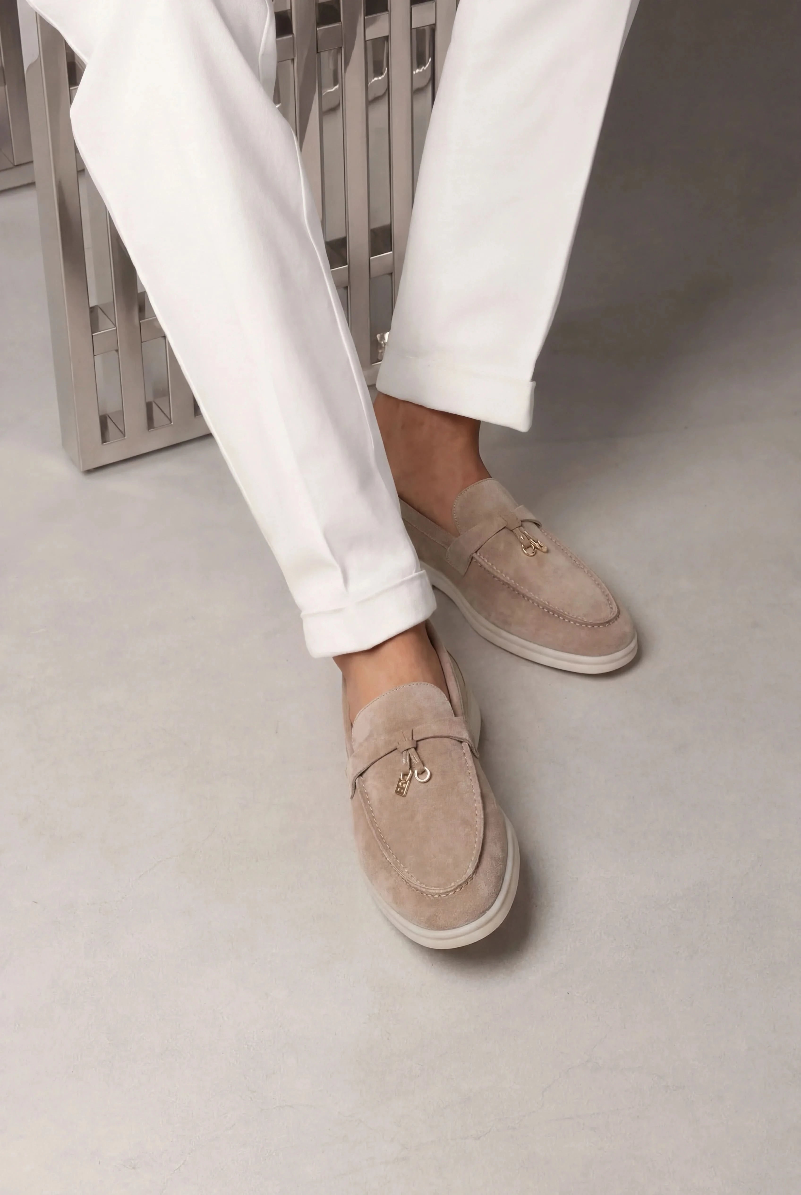 Lusso Beige Suede Loafer