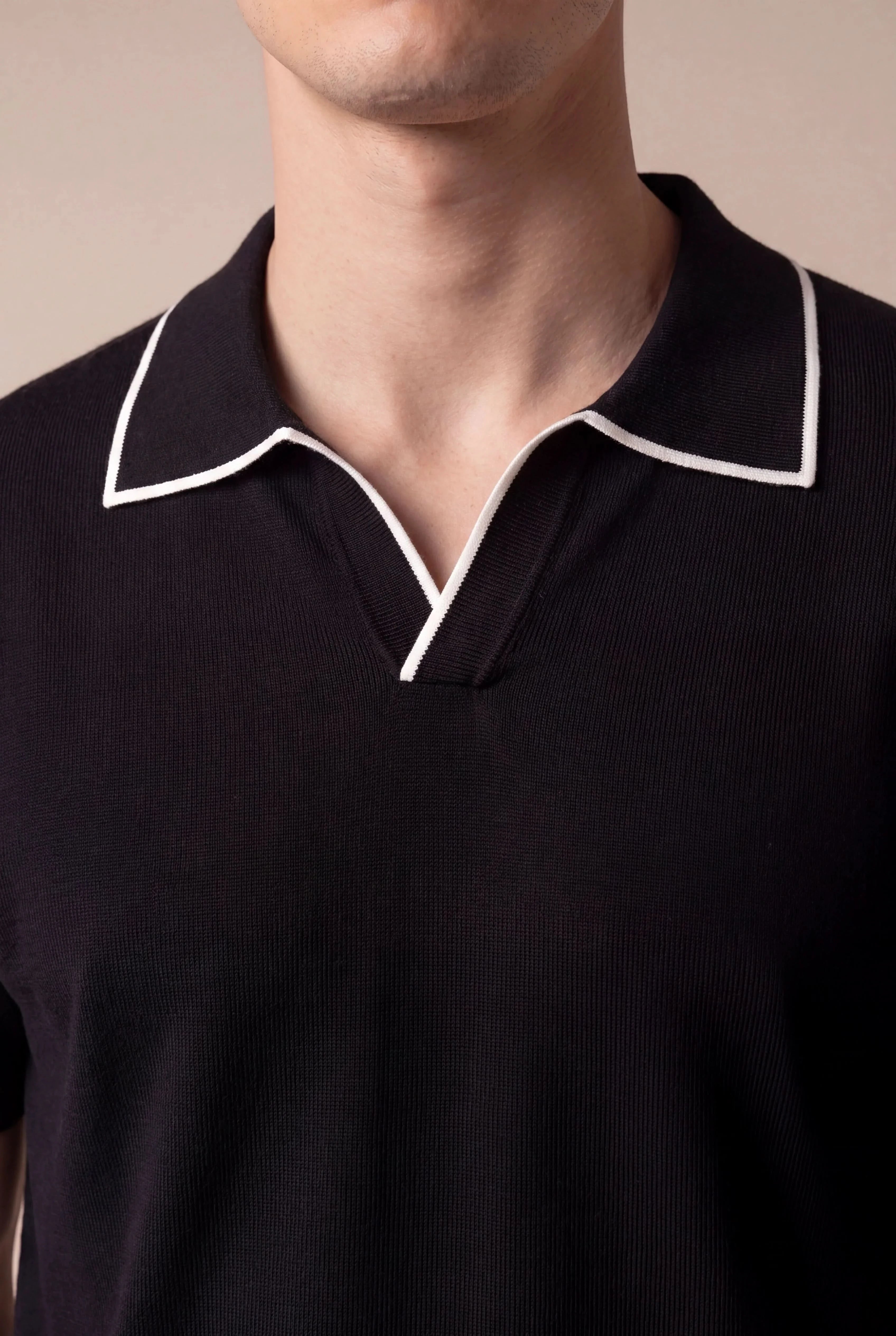 Black Buttonless Polo