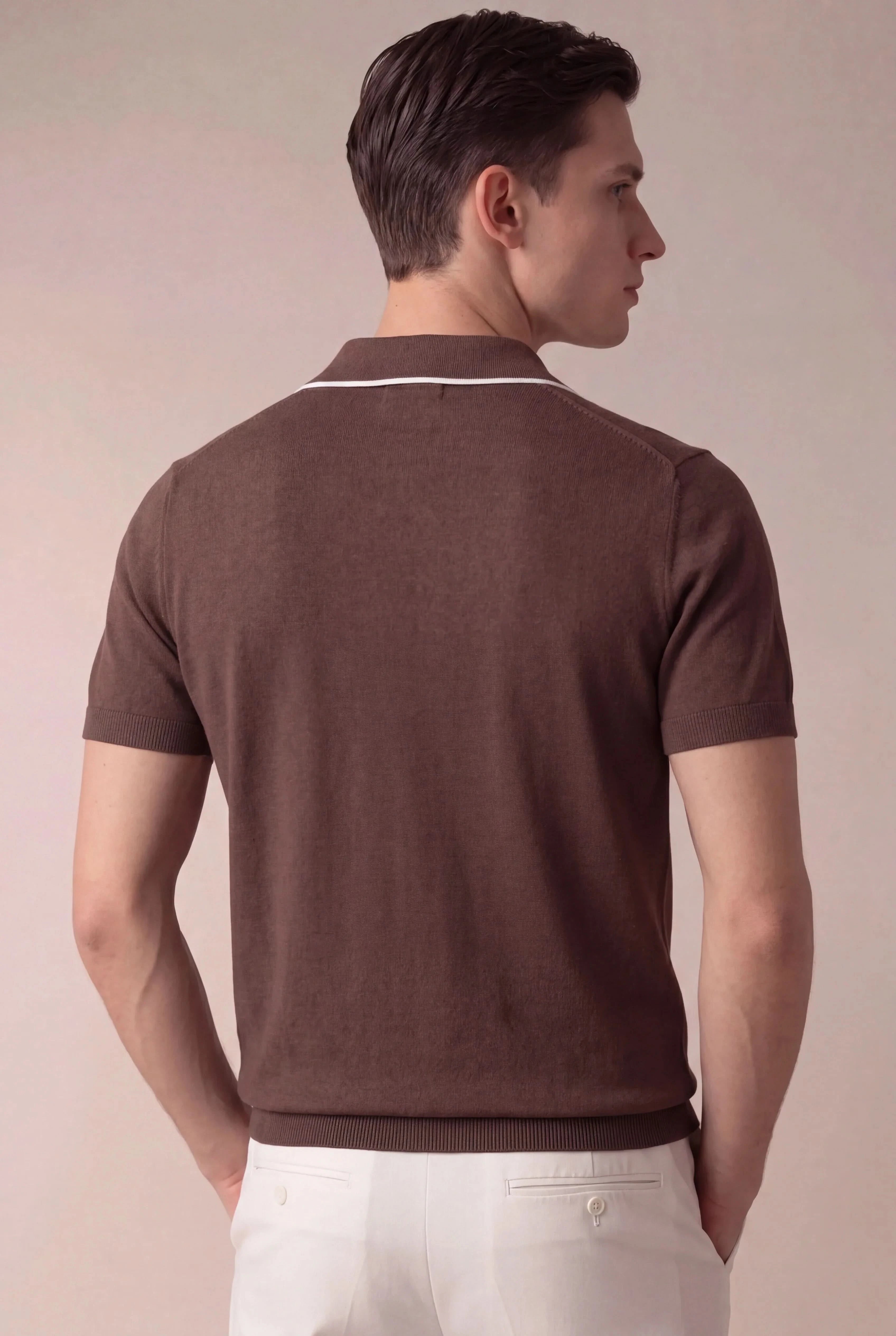 Brown Buttonless Polo