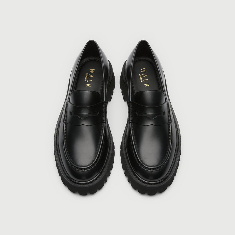 Black Leather Cleated Loafer