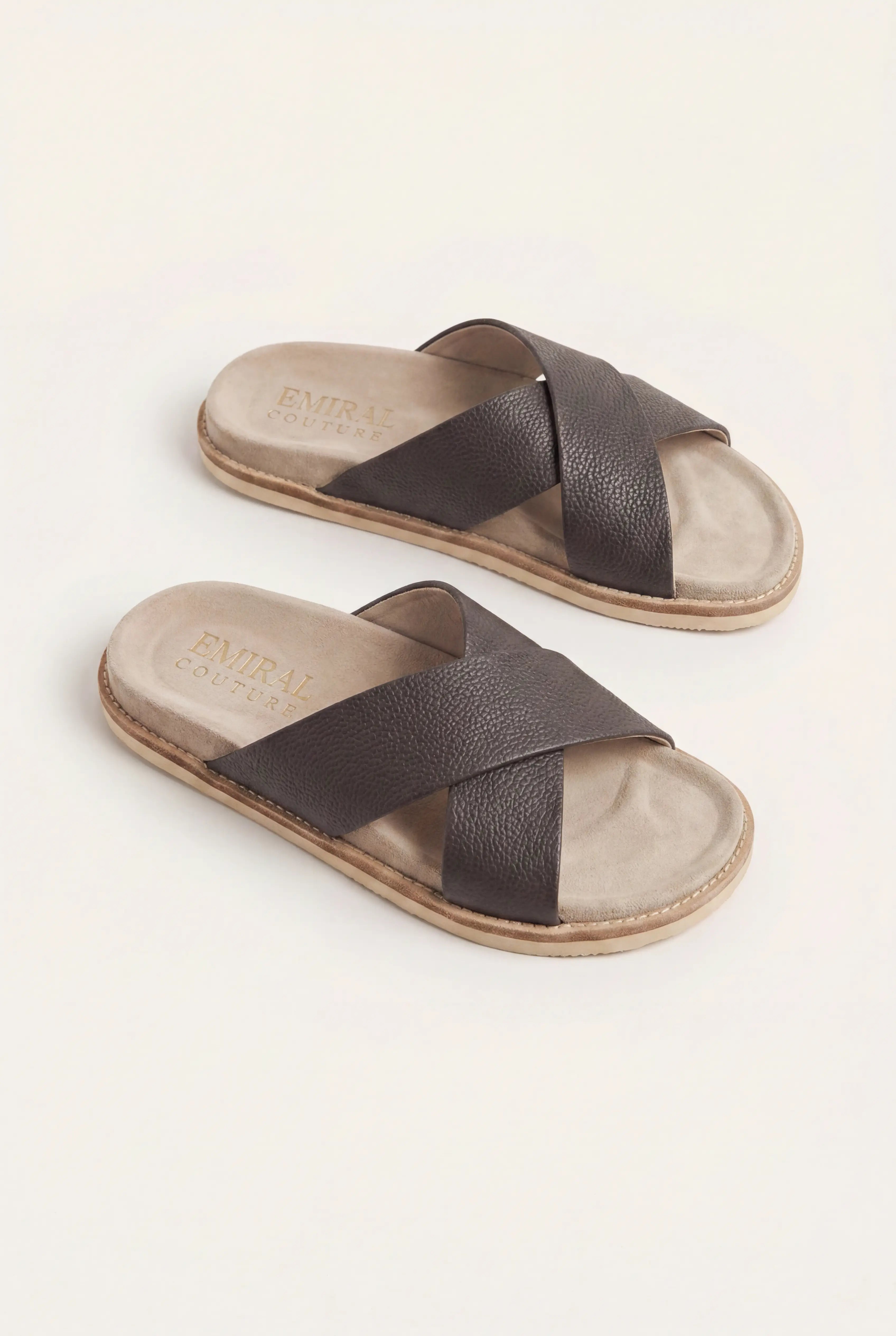 Brescaro Suède Cross Slide Dark Brown