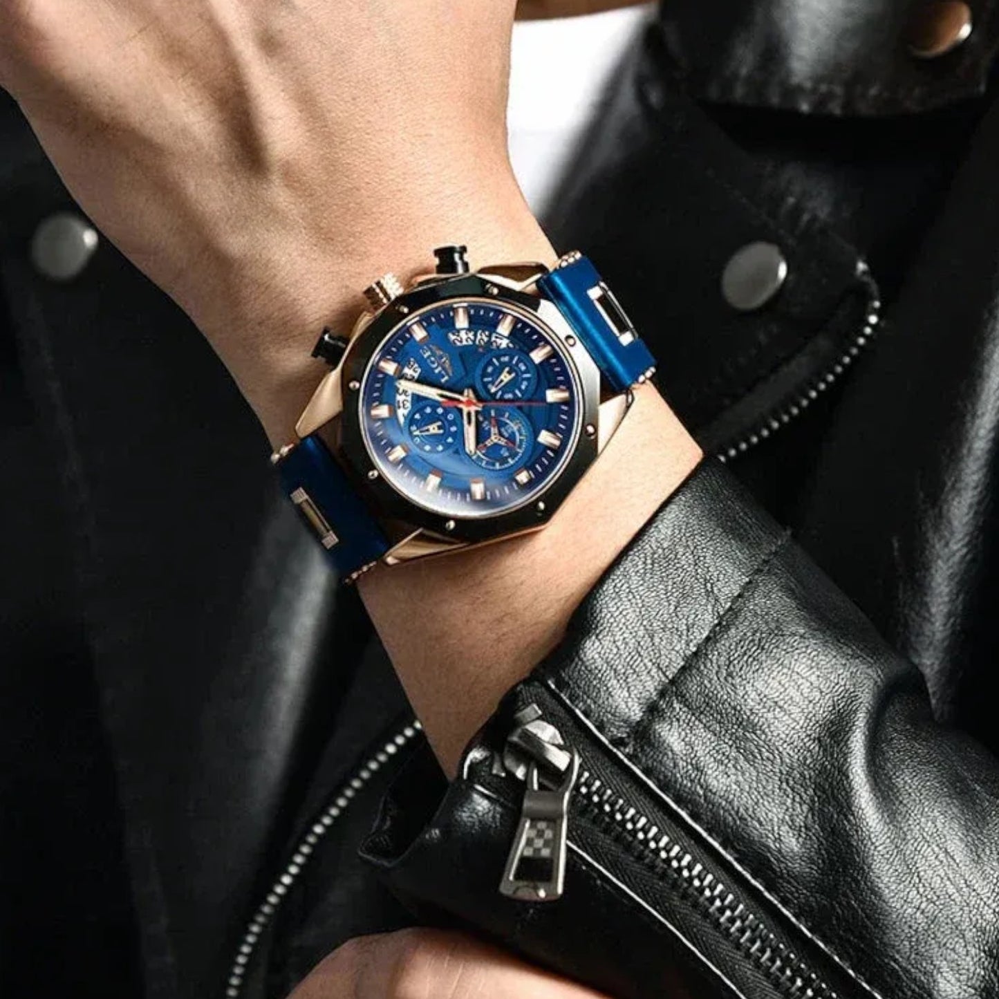 The Gentleman’s Brand | Men’s Chronograph Watch – 316L Stainless Steel, 10 ATM Water-Resistant, Luminous Dial, Silicone Strap
