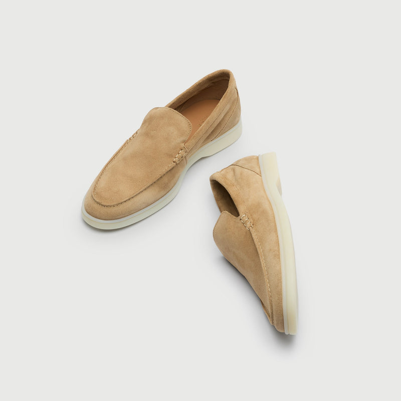 Taupe Suède Slip On Loafer