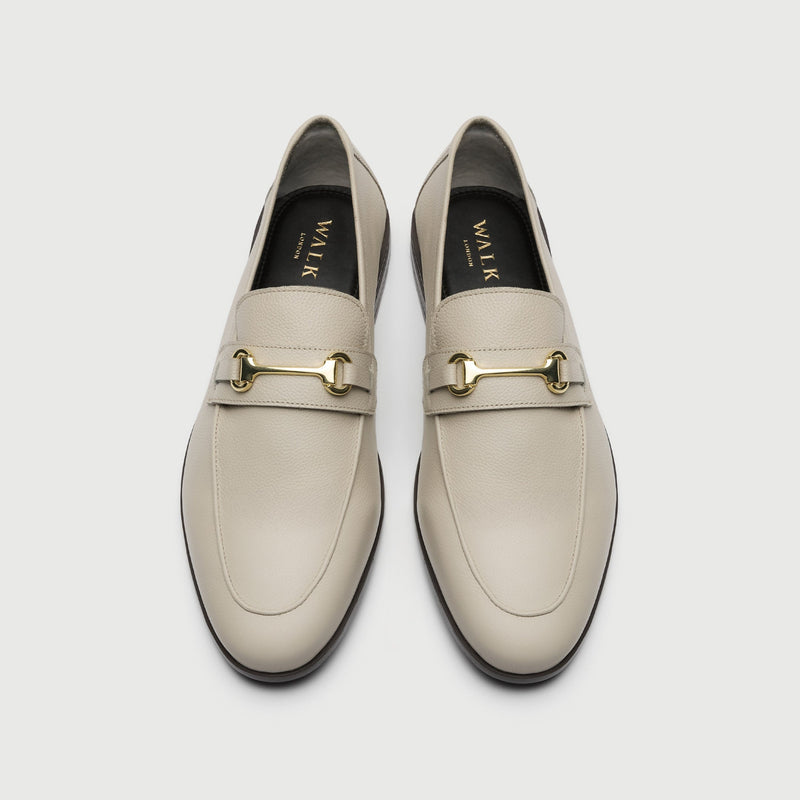 Off White Grain Leather Horse Bit Loafer