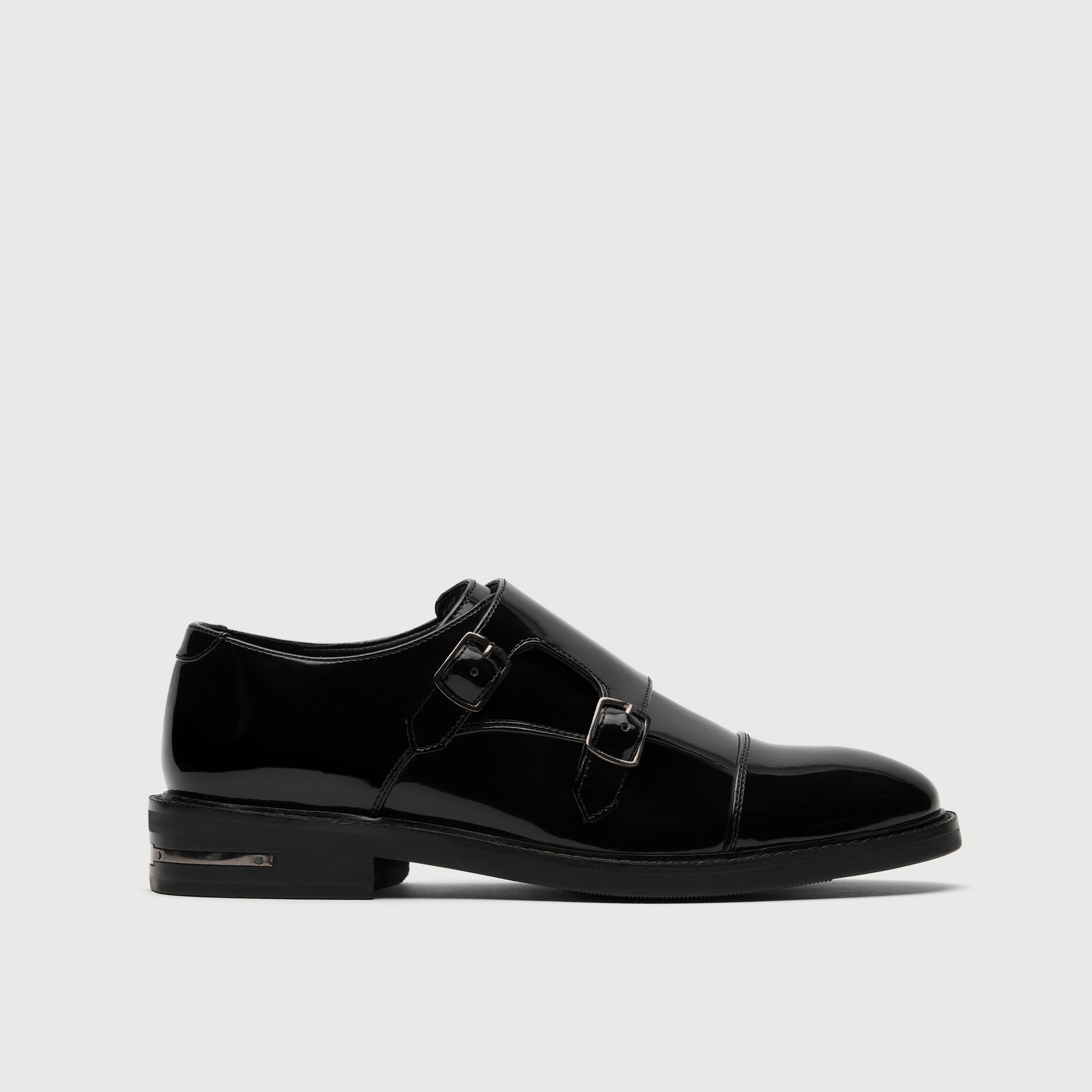 Black Patent Double Monk Shoe