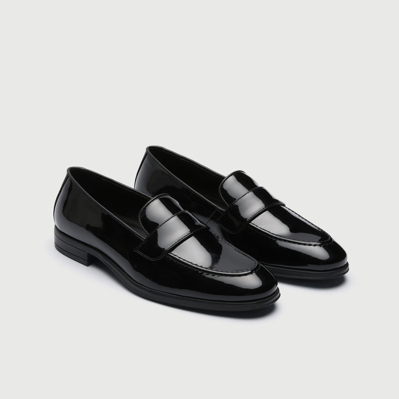 Black Patent Slip On Loafer