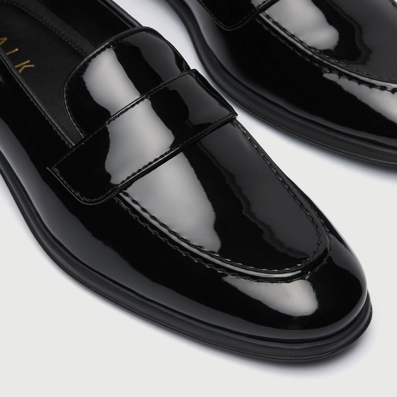 Black Patent Slip On Loafer