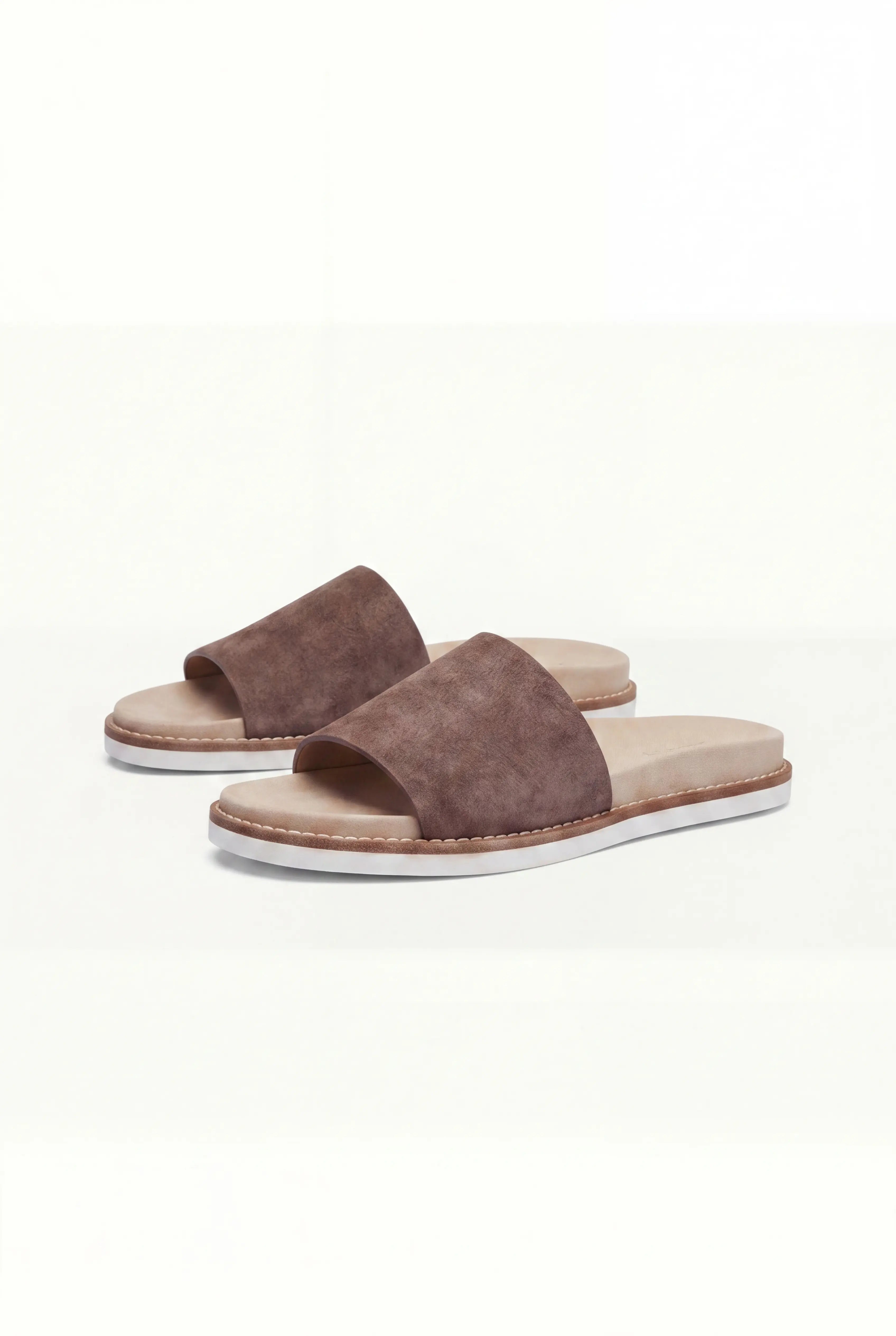 Nervaro Leather Slide Taupe Brown