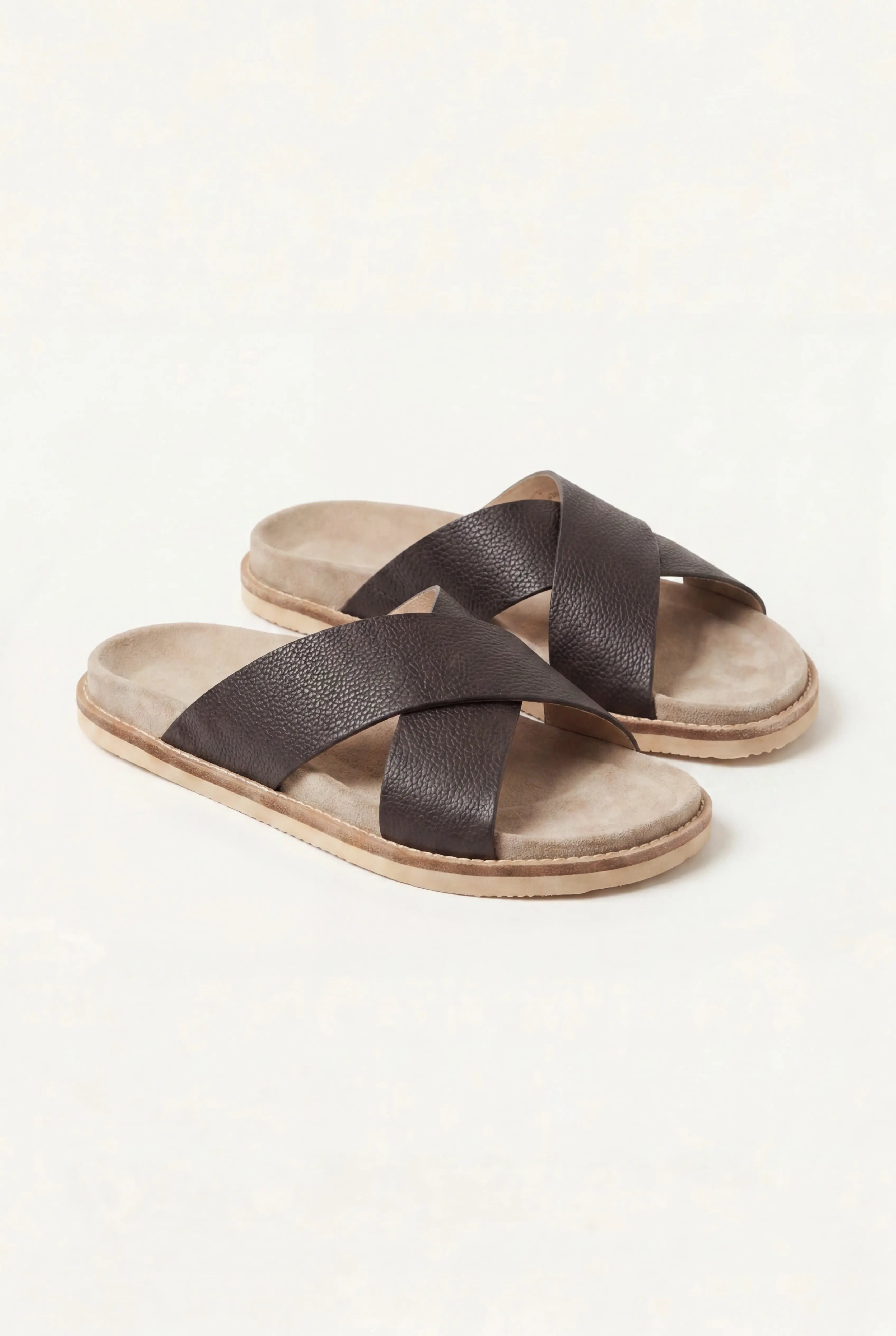 Brescaro Suède Cross Slide Dark Brown