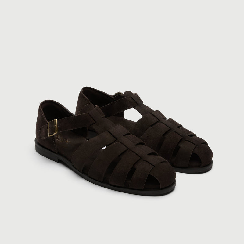 Dark Brown Suède Fisherman Sandal
