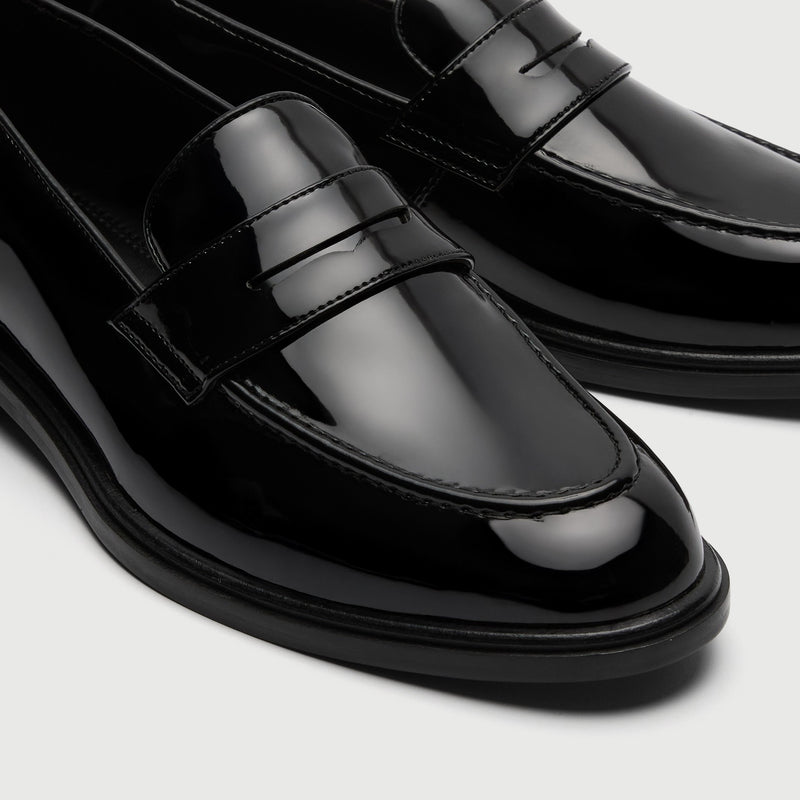 Black Patent Saddle Loafer