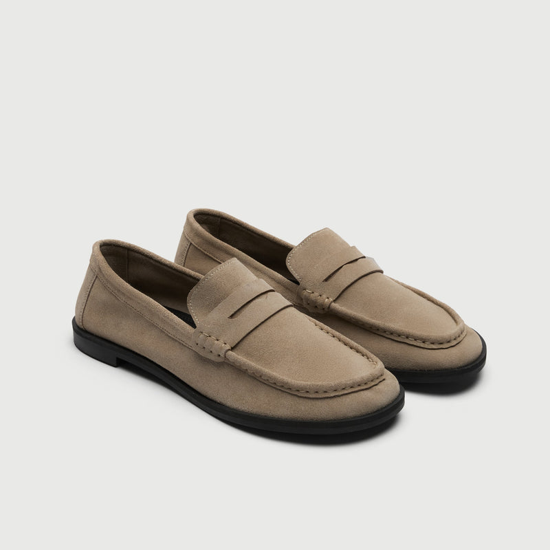 Stone Suède Saddle Loafer