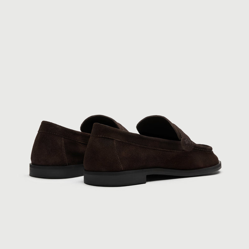 Dark Brown Suède Saddle Loafer