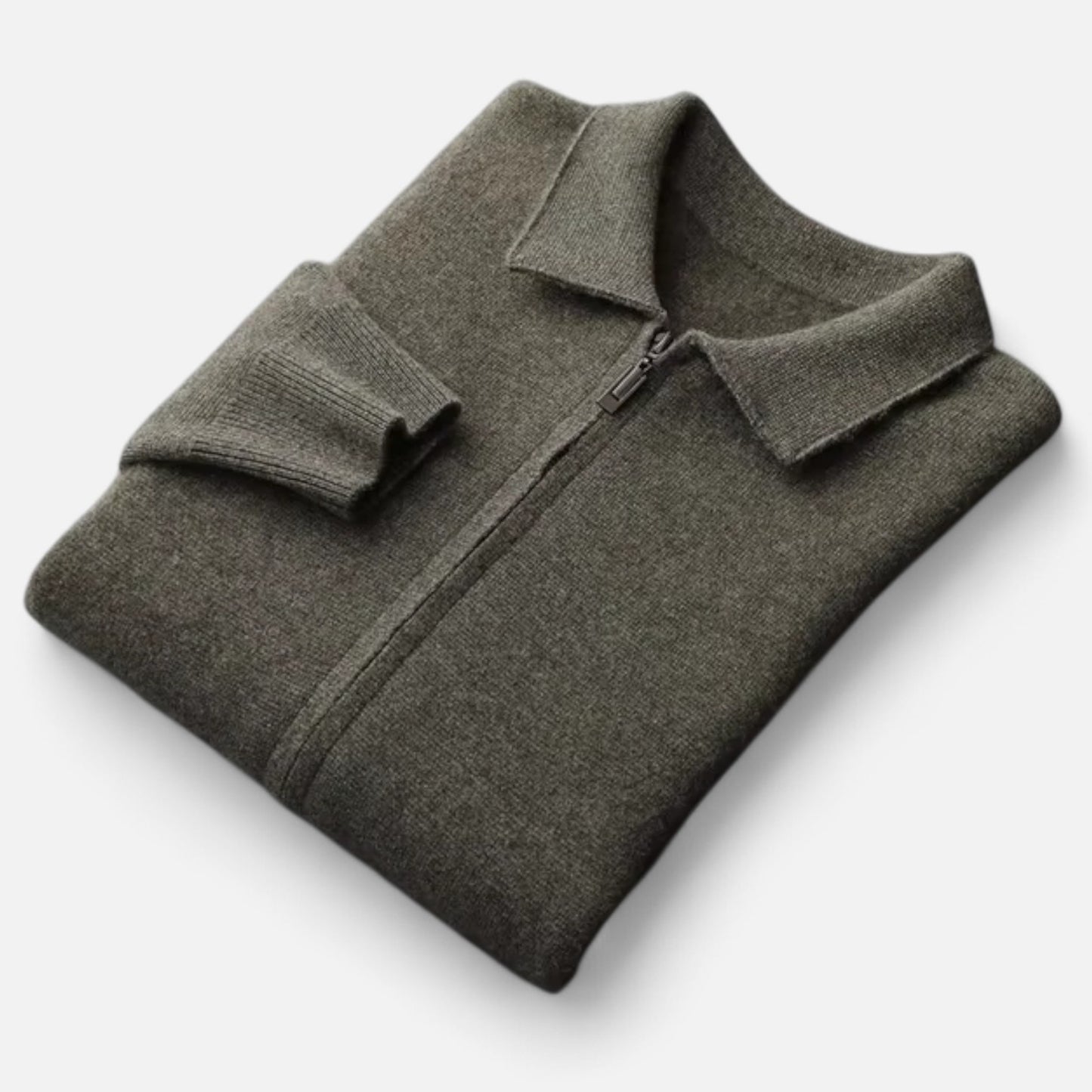 The Gentleman’s Brand Zip Collar Knit Jacket – men’s wool blend cardigan, minimalist knit jacket, smart casual layering piece