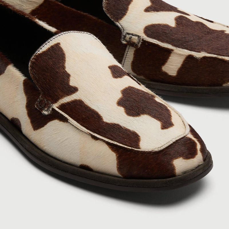 Brown Cow Print Slip On Loafer