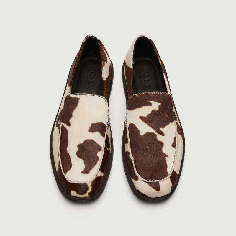 Brown Cow Print Slip On Loafer