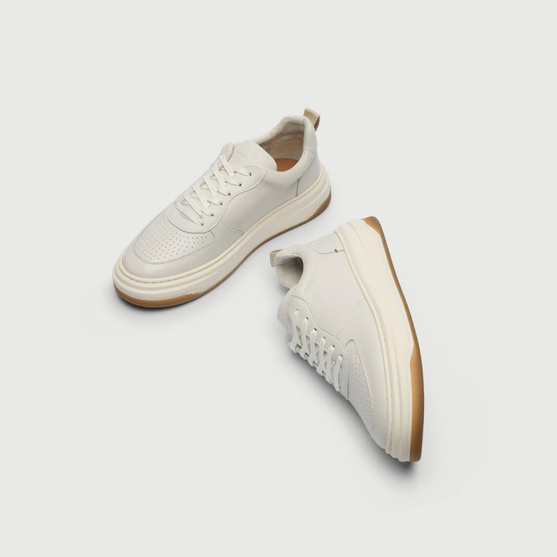 White Grain Leather Santa Monica Trainer