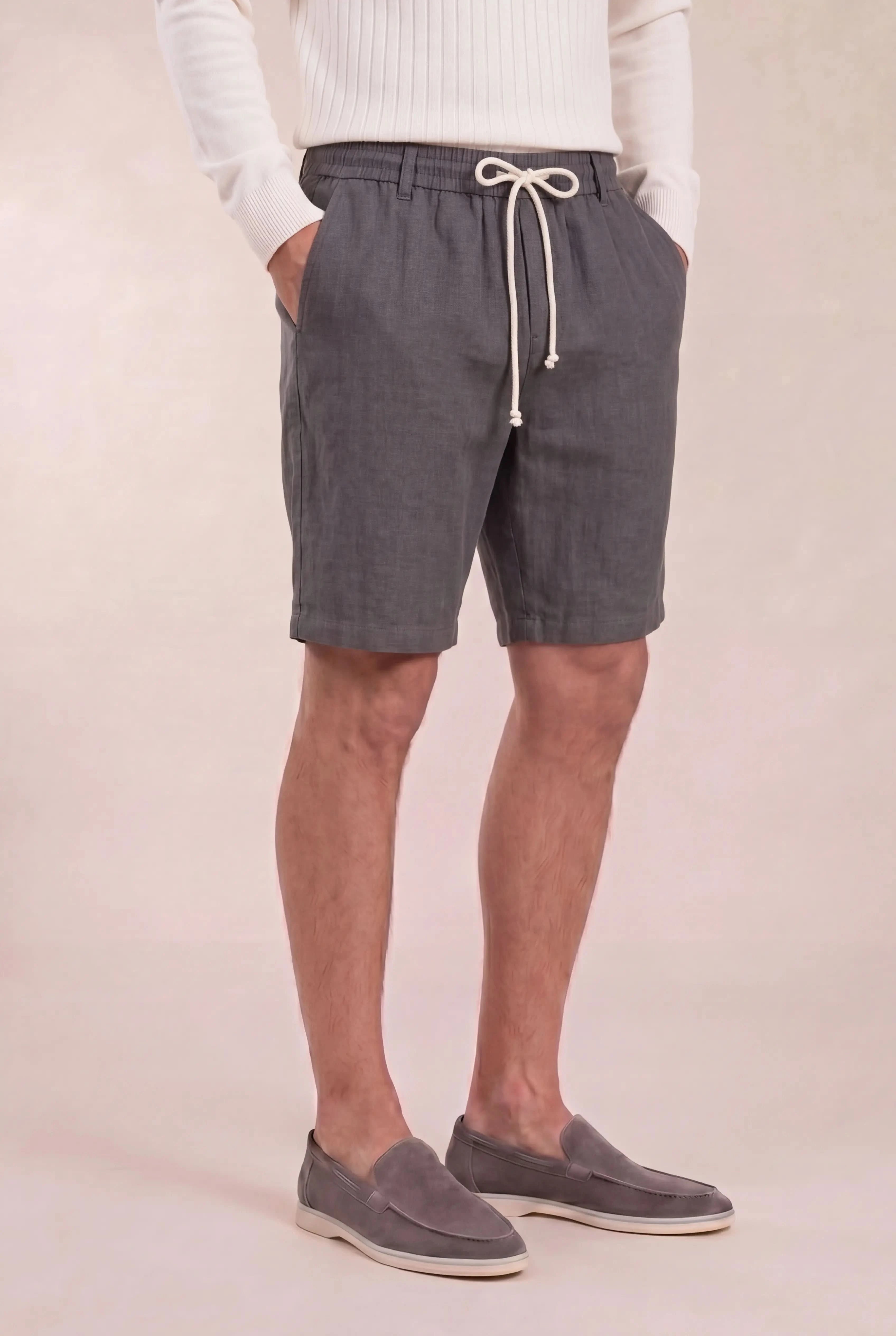Lecce Linen Shorts Grey