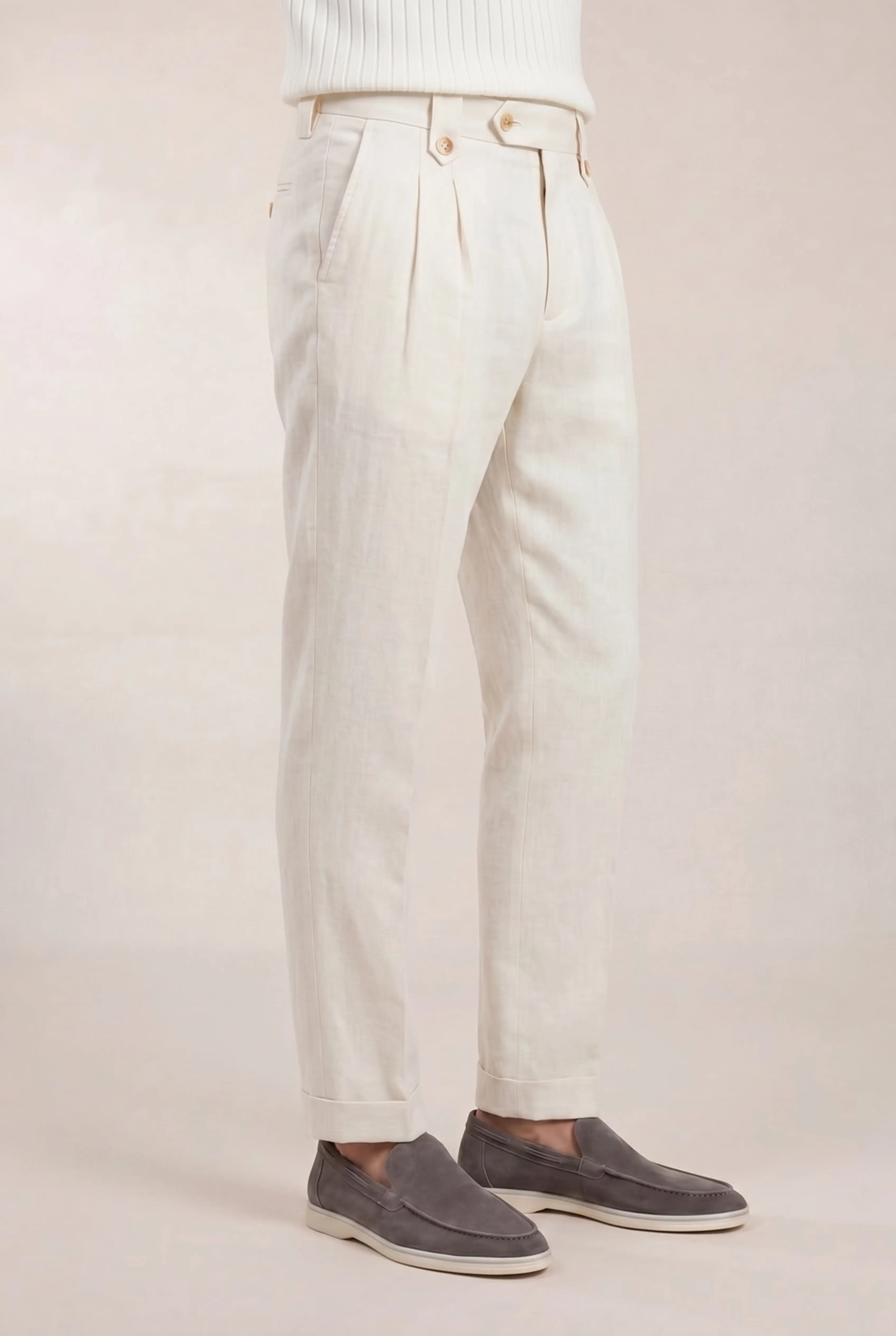Brescino Pleated Trousers White