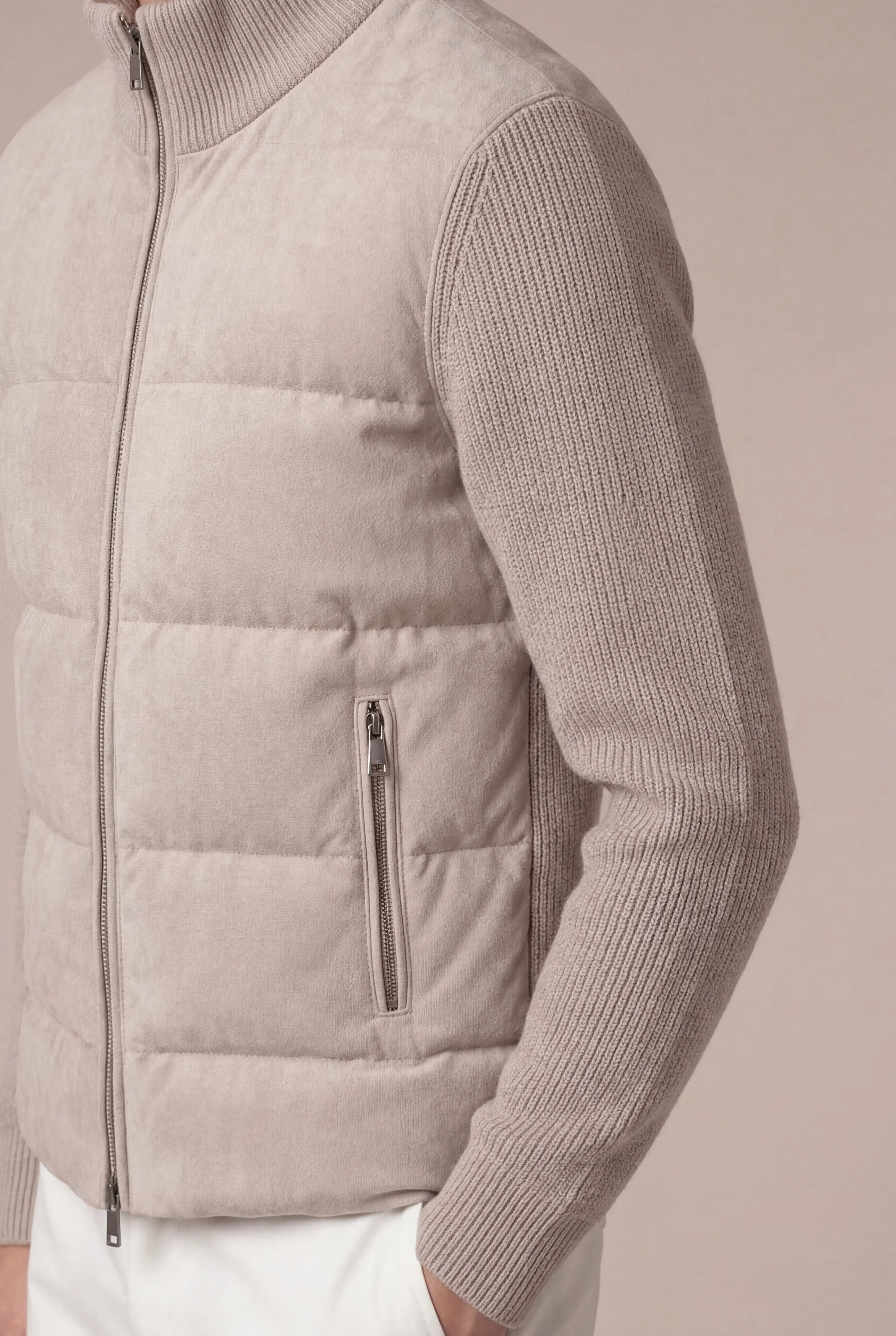 Gorvino Quilted Knit Jacket Ivory