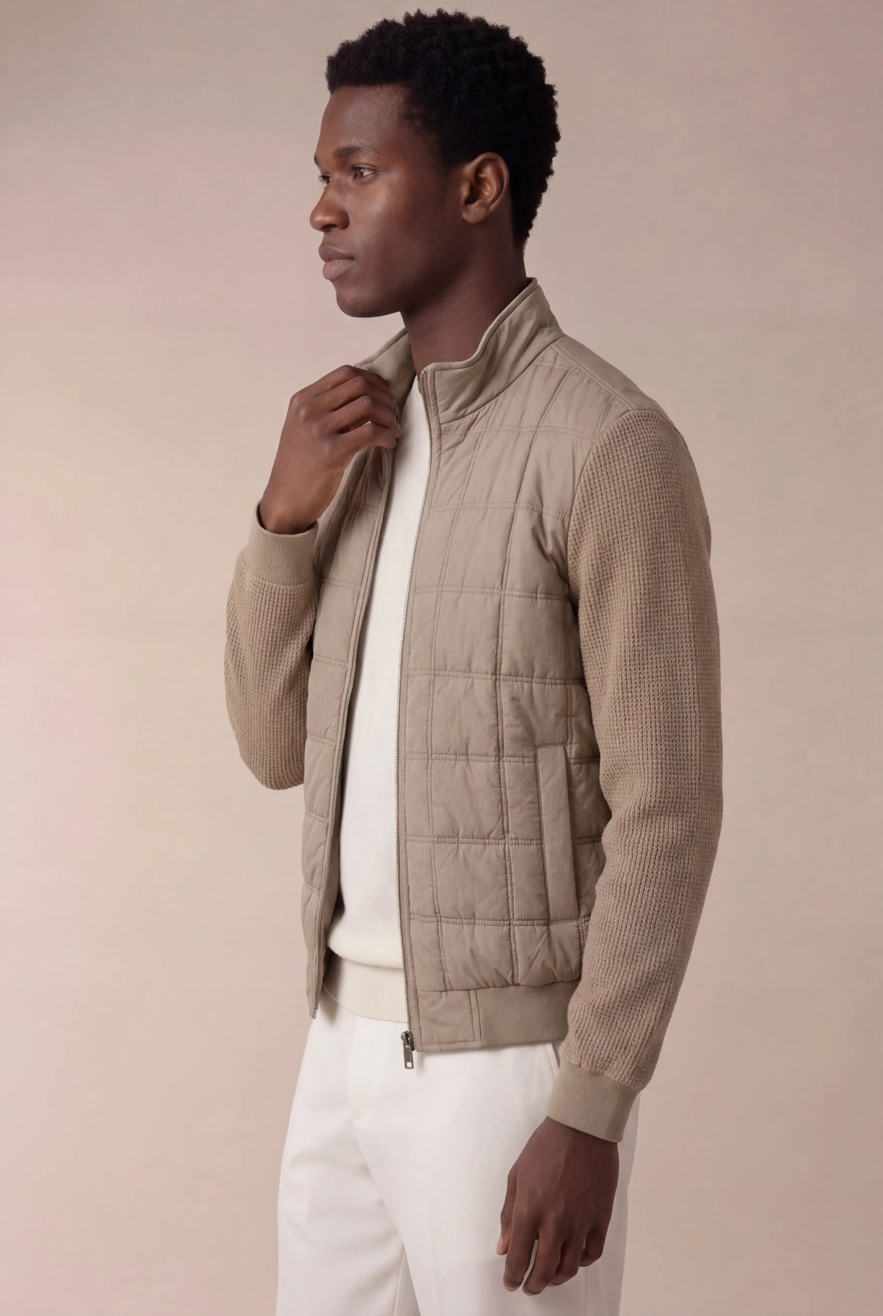Grendaro Quilted Knit Jacket Beige