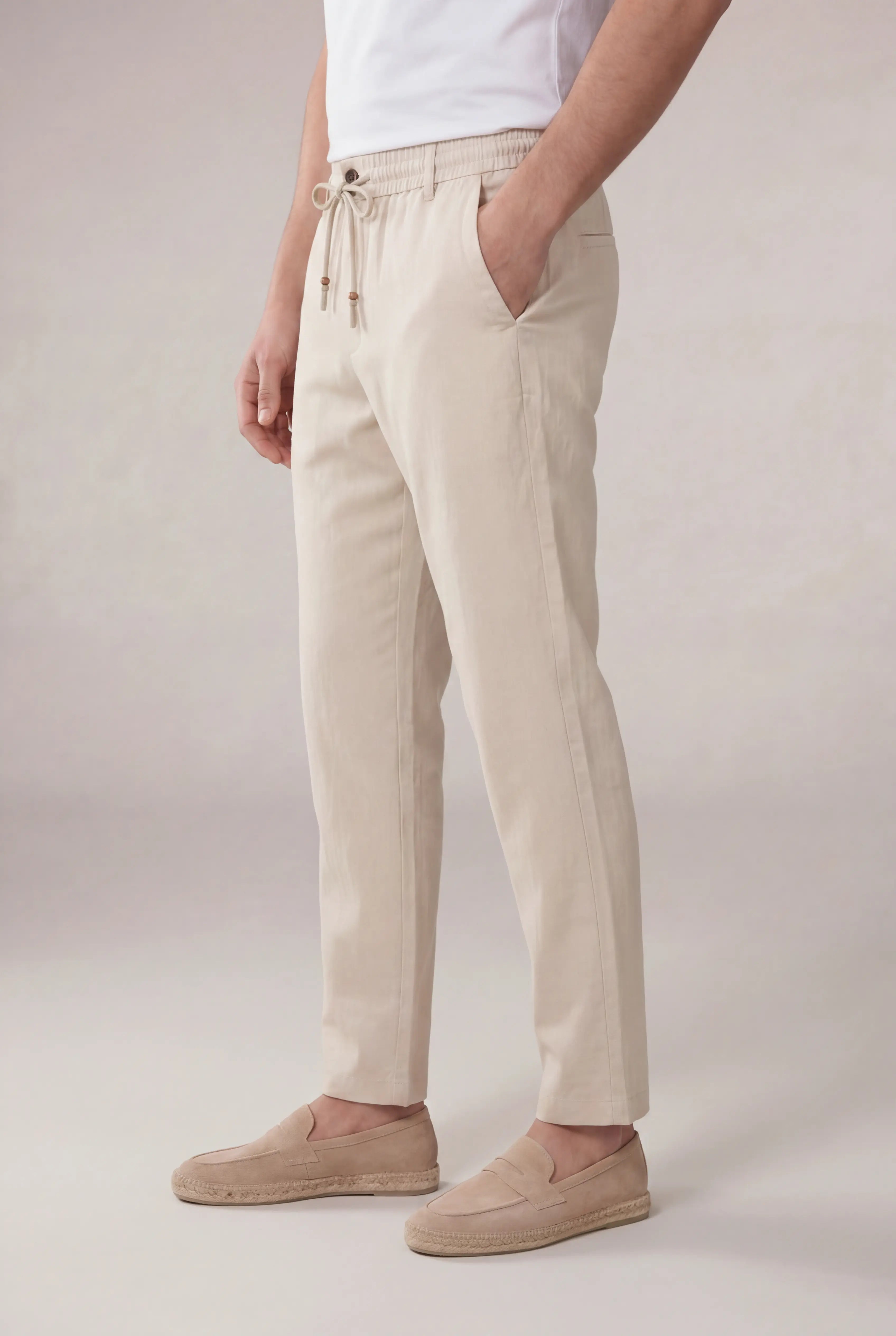Torsaro Stretch Linen Trousers Beige