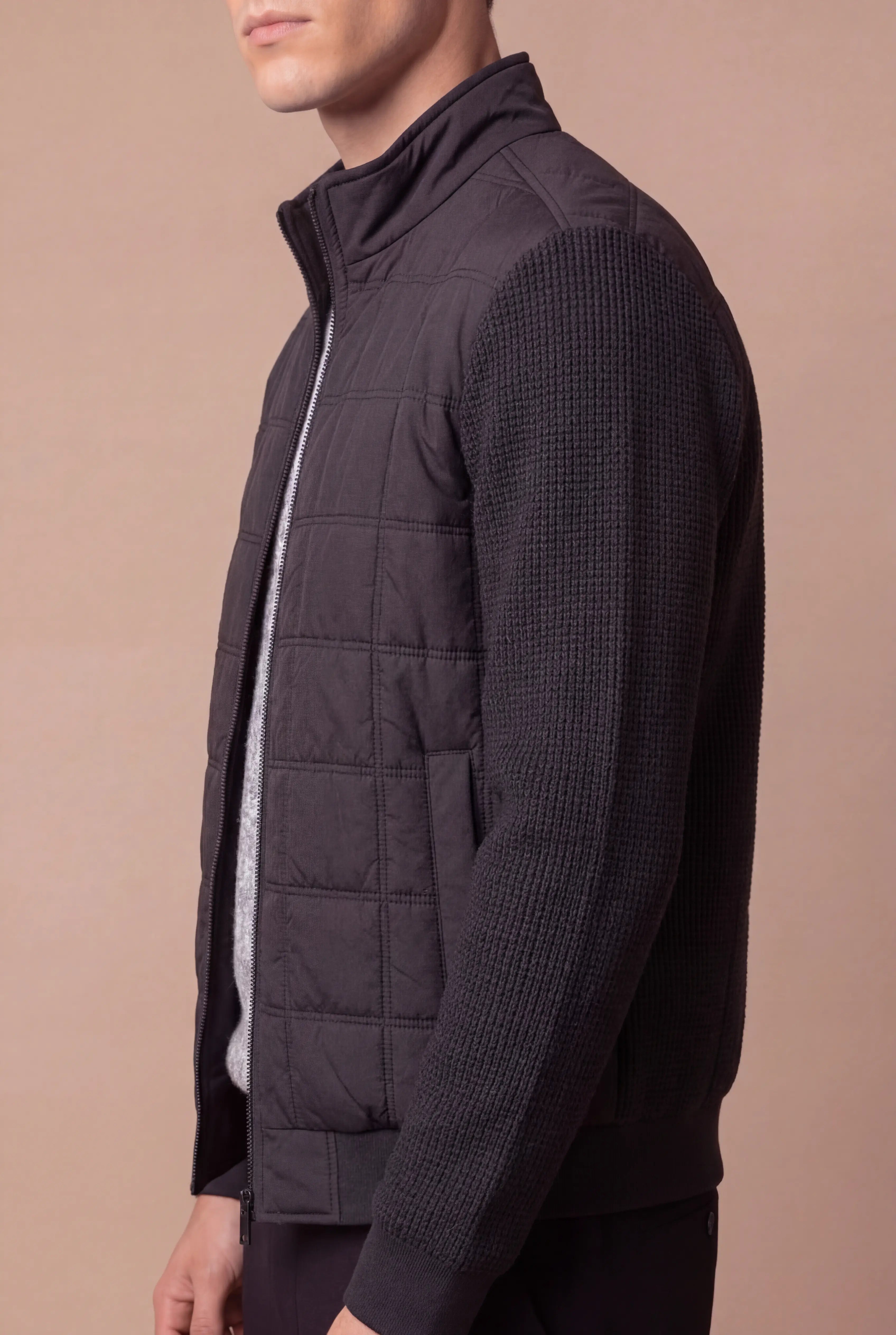Grendaro Quilted Knit Jacket Black