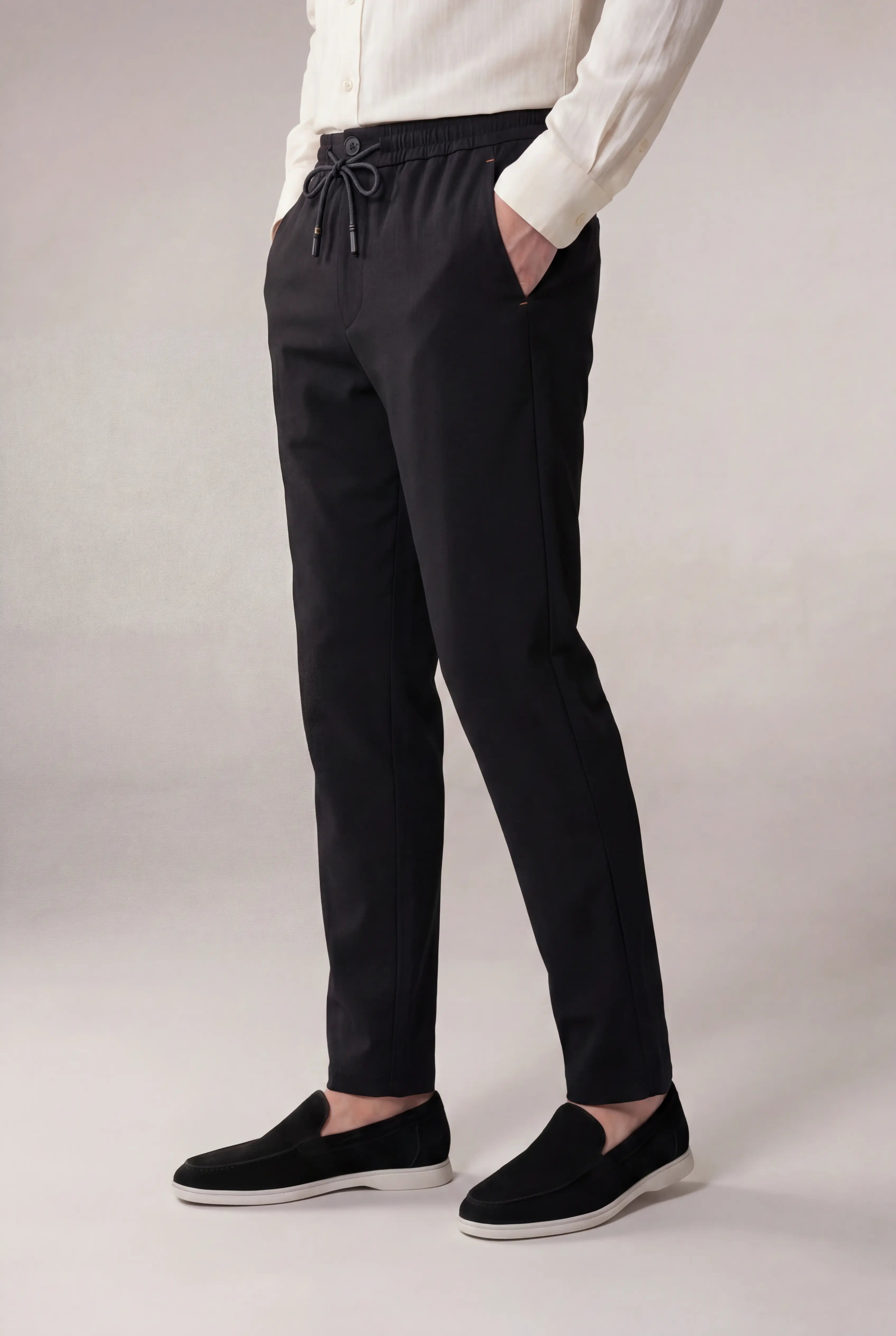 Torsaro Stretch Linen Trousers Black