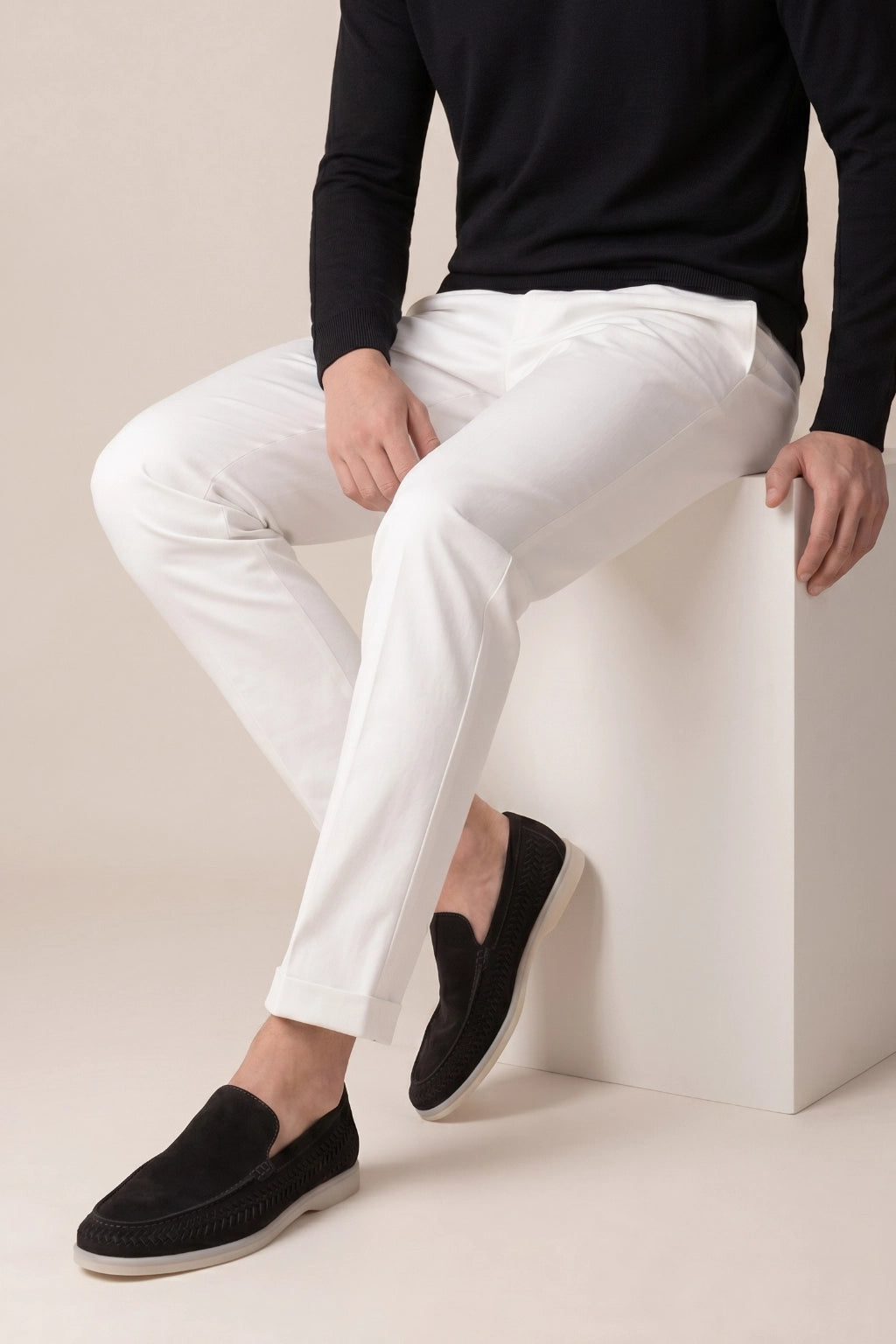 Nervino Suède Woven Loafer Black