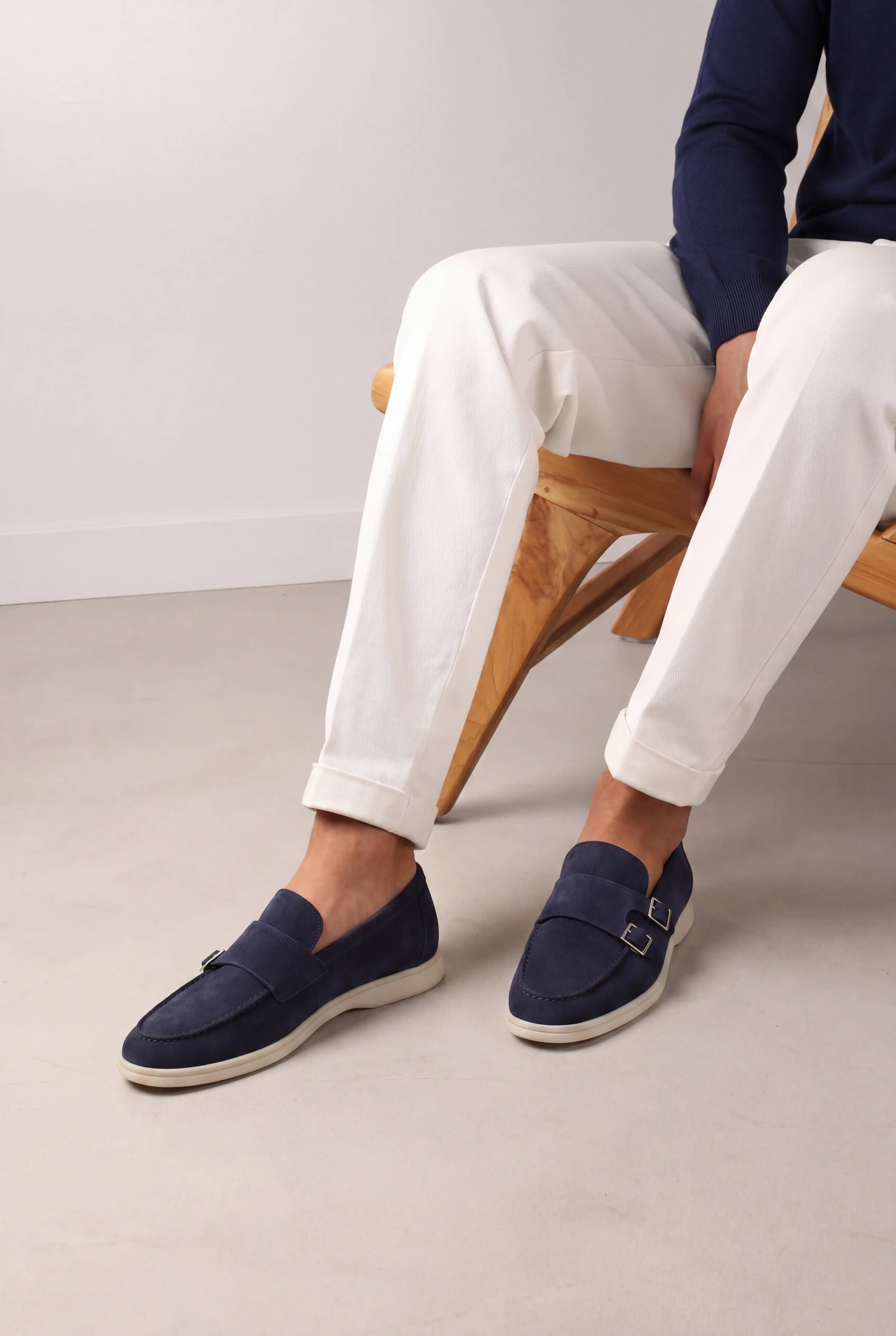 Telvino Suède Monk Loafer Navy