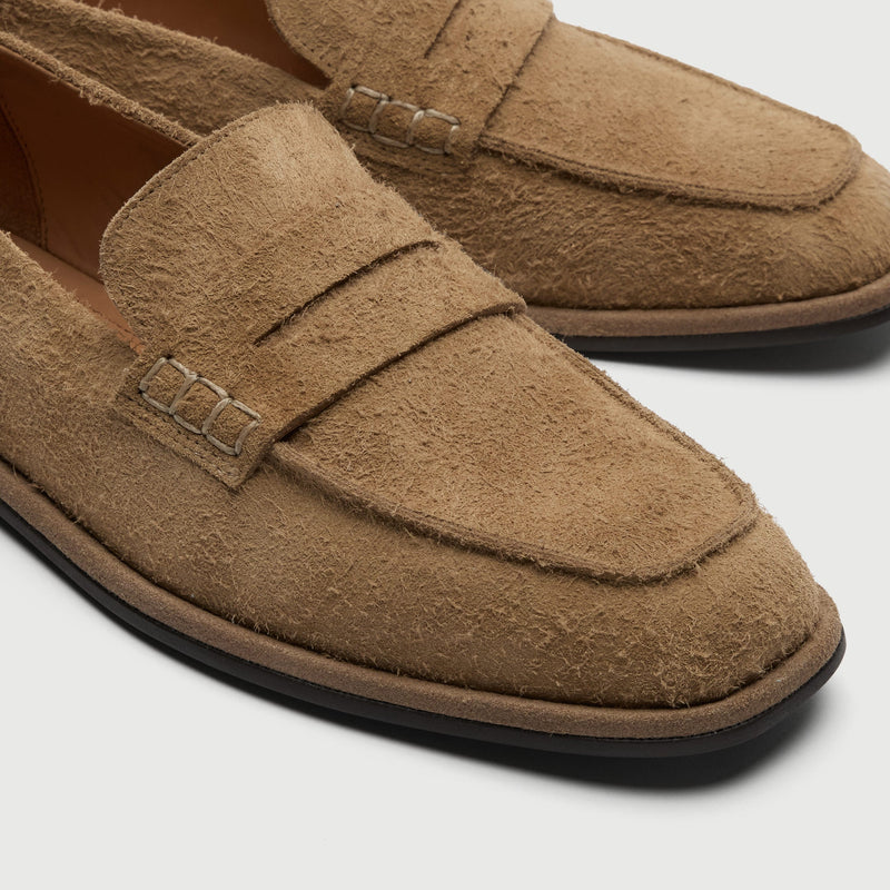 Tan Hairy Suède Saddle Loafer