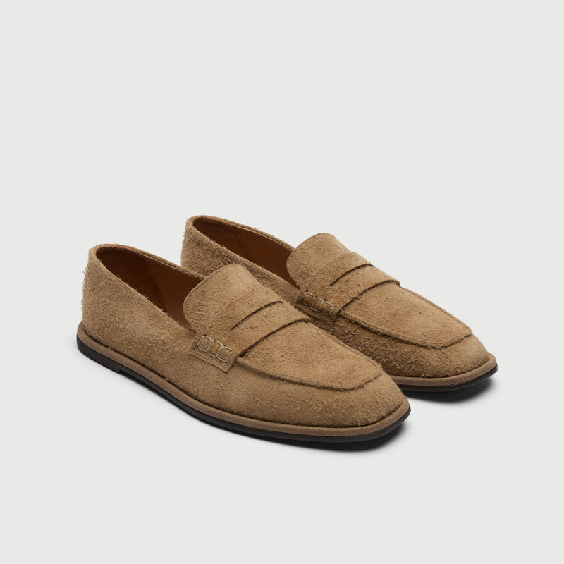 Tan Hairy Suède Saddle Loafer