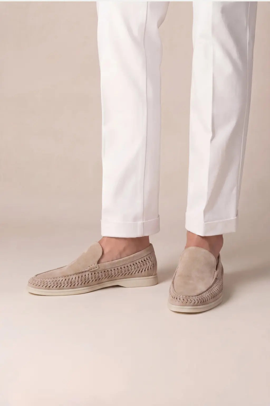 Nervino Suède Woven Loafer Taupe
