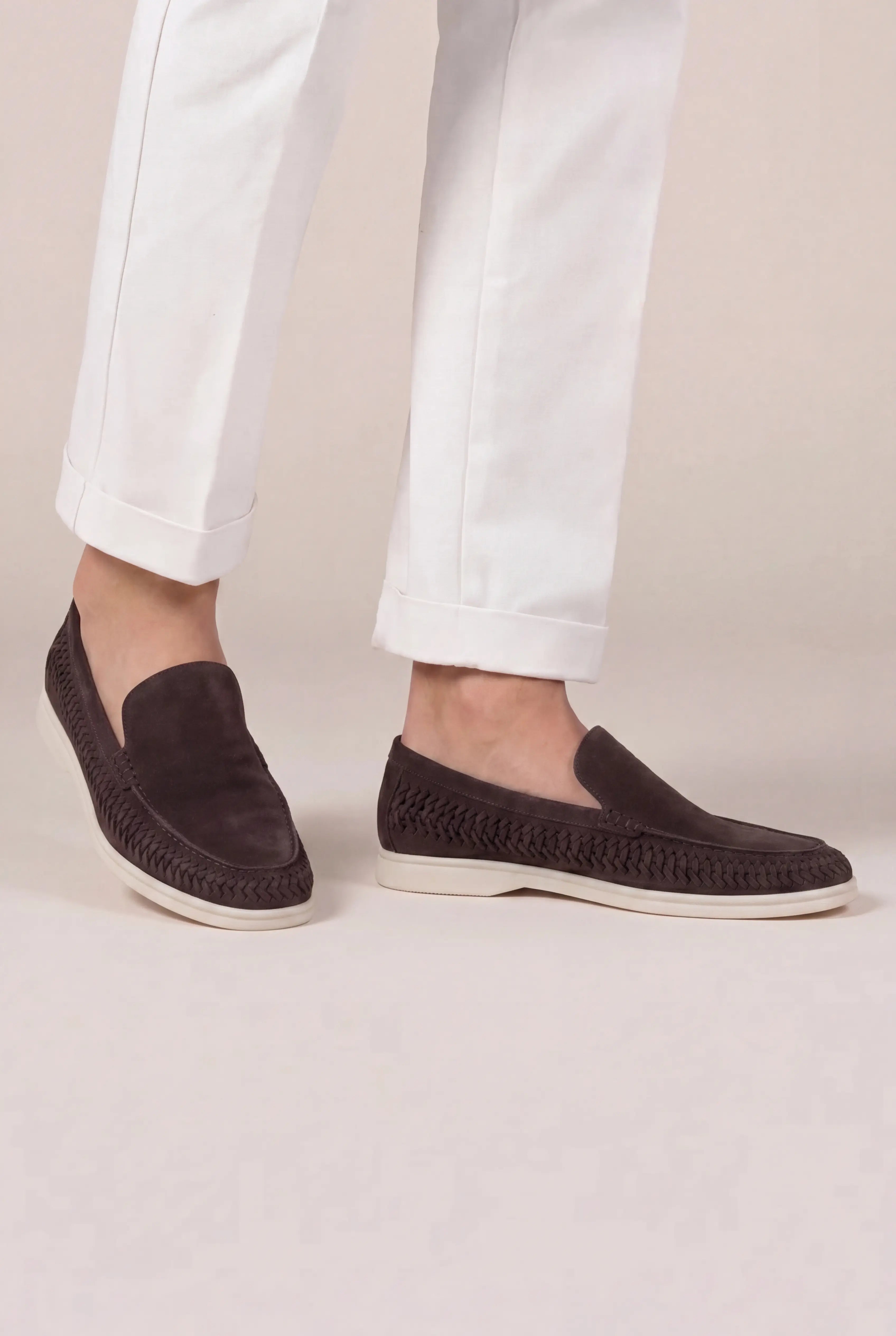 Nervino Suède Woven Loafer Dark Brown