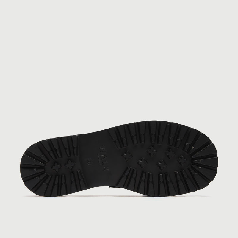 Black Leather Cleated Saddle Loafer