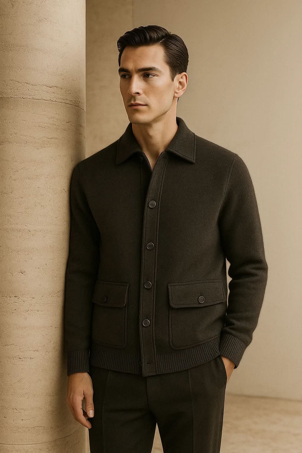 Vicenza Cashmere Cardigan Dark Grey